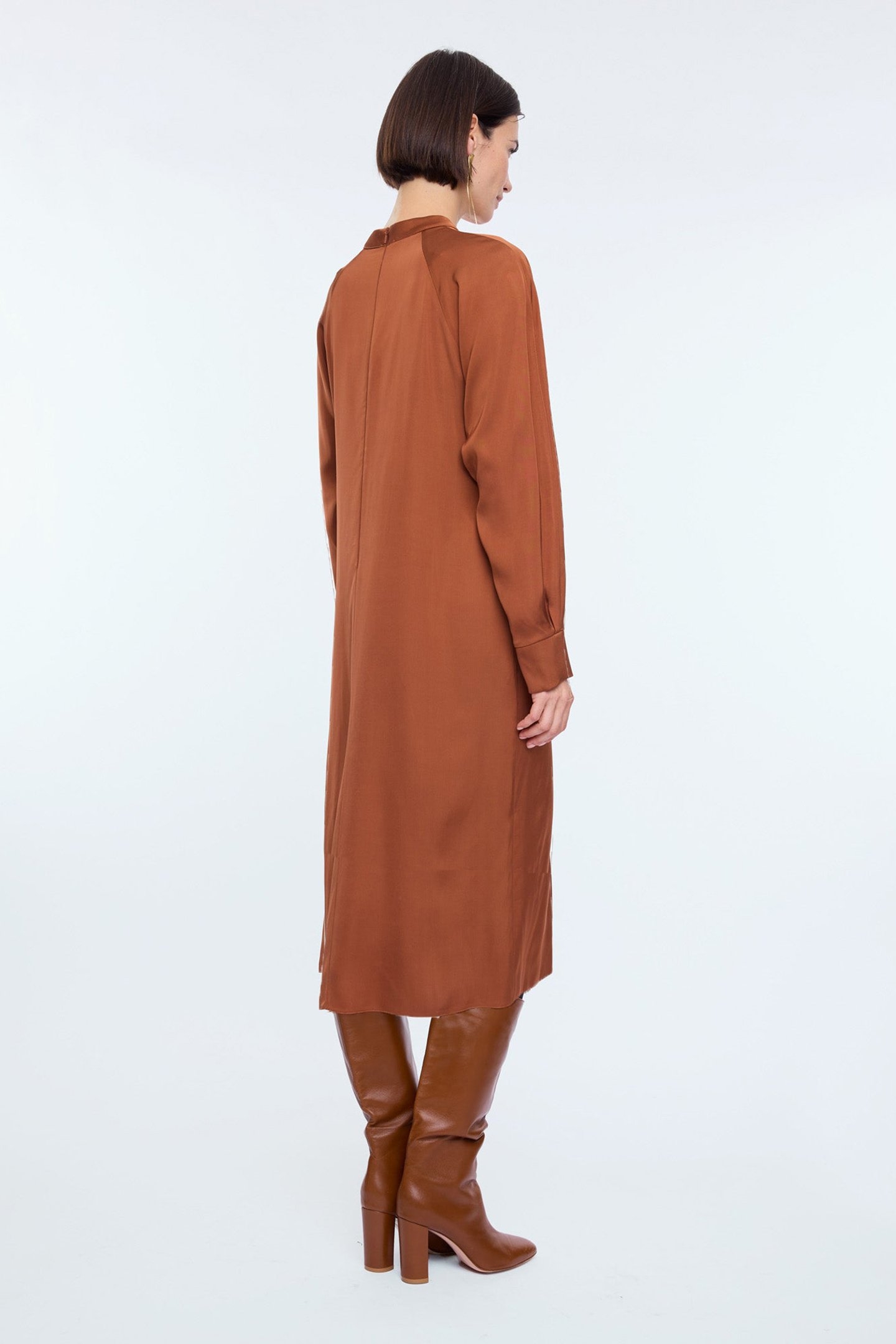 CUT OUT SATIN DRESS HAZELWOOD BROWN 2