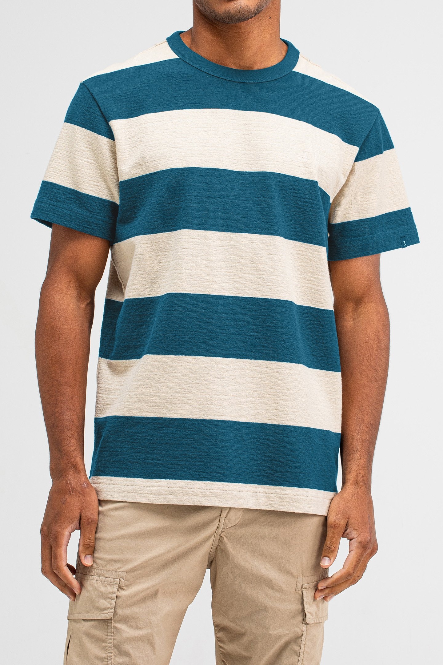 GASPARD LOOSE BOLD STRIPE TEE LAPIS BLUE 1