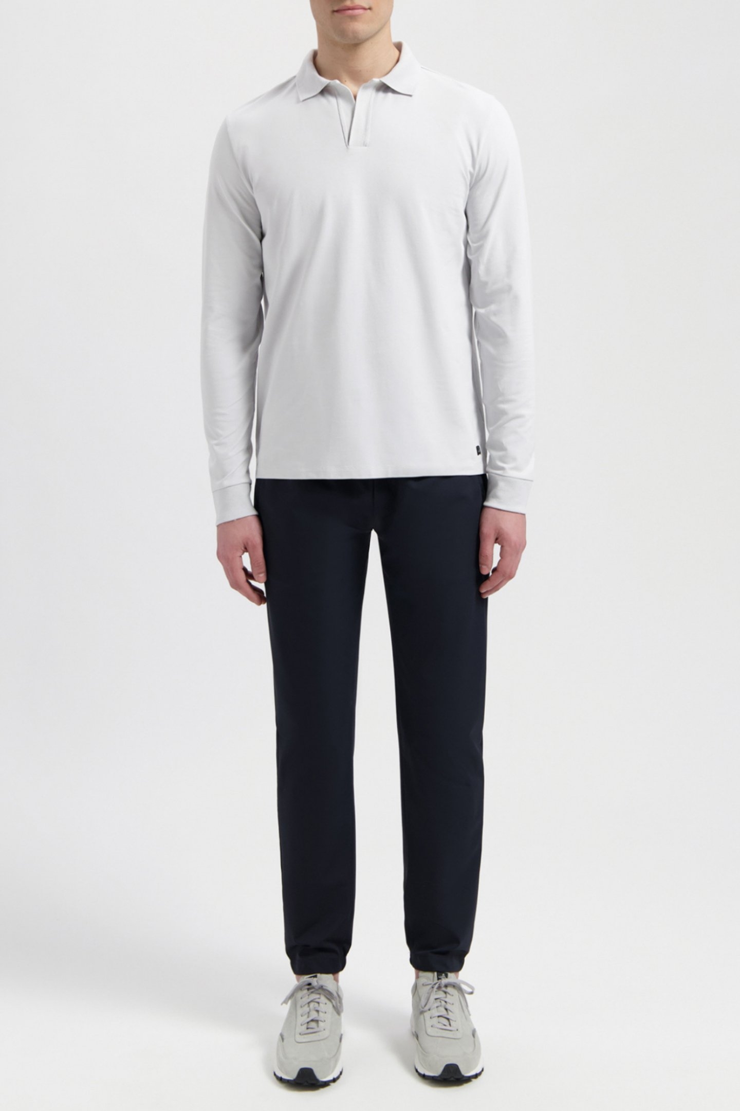 FILIP | JERSEY STRETCH LONGSLEEVE POLO LIGHT GREY 1