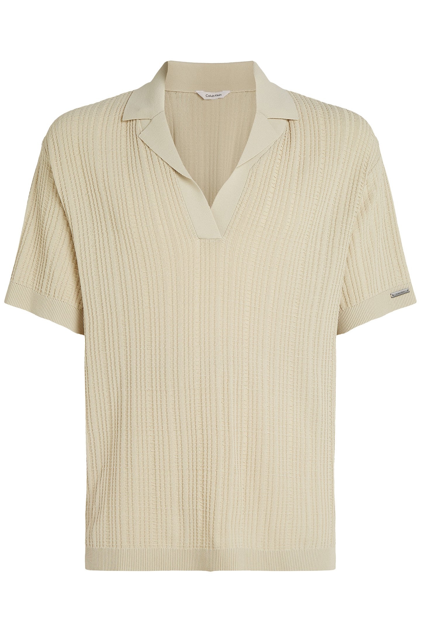 OPEN KNIT REGULAR FIT POLO SHIRT BEIGE 4