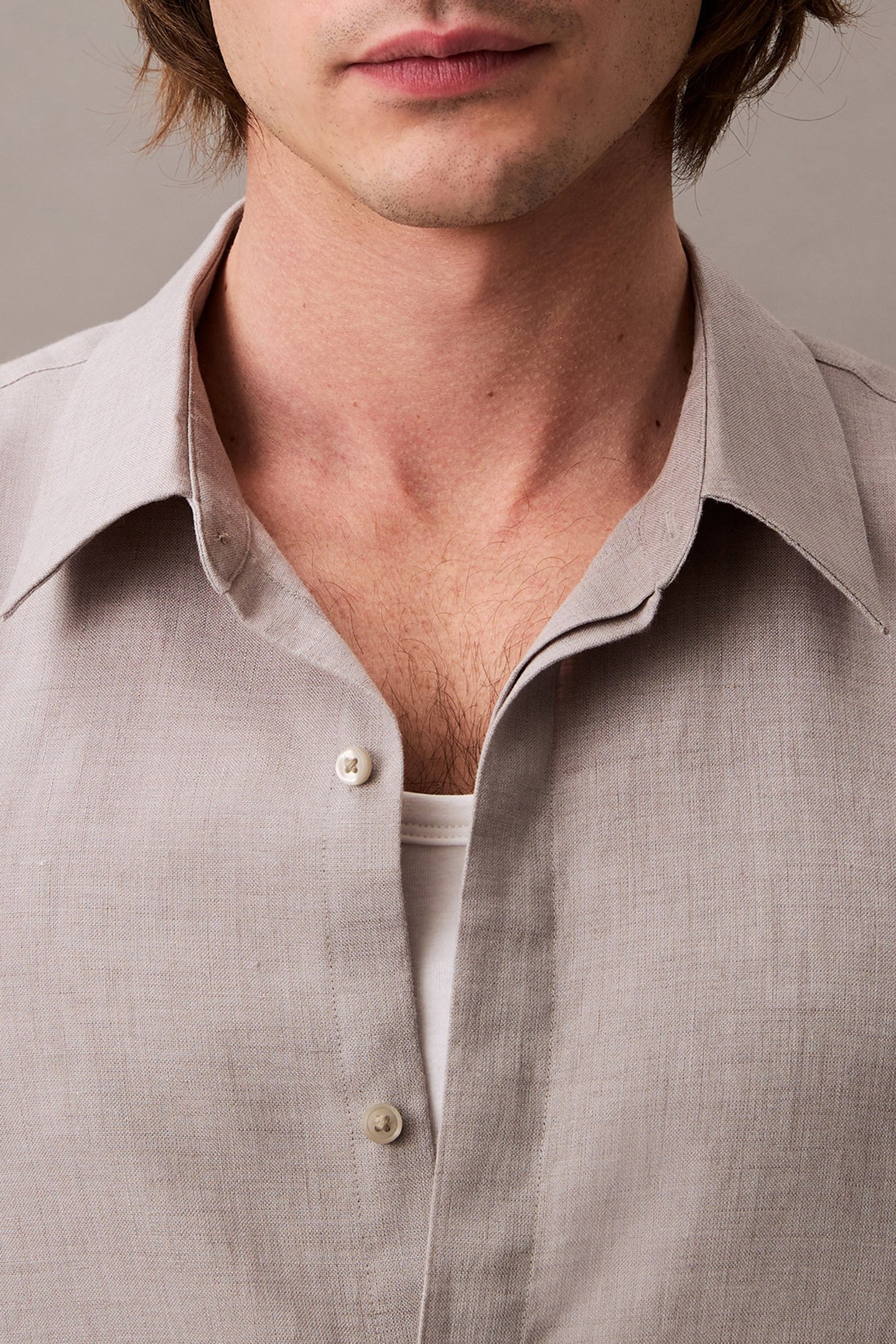 LS LINEN EASY SHIRT FORMAL GRAY 4