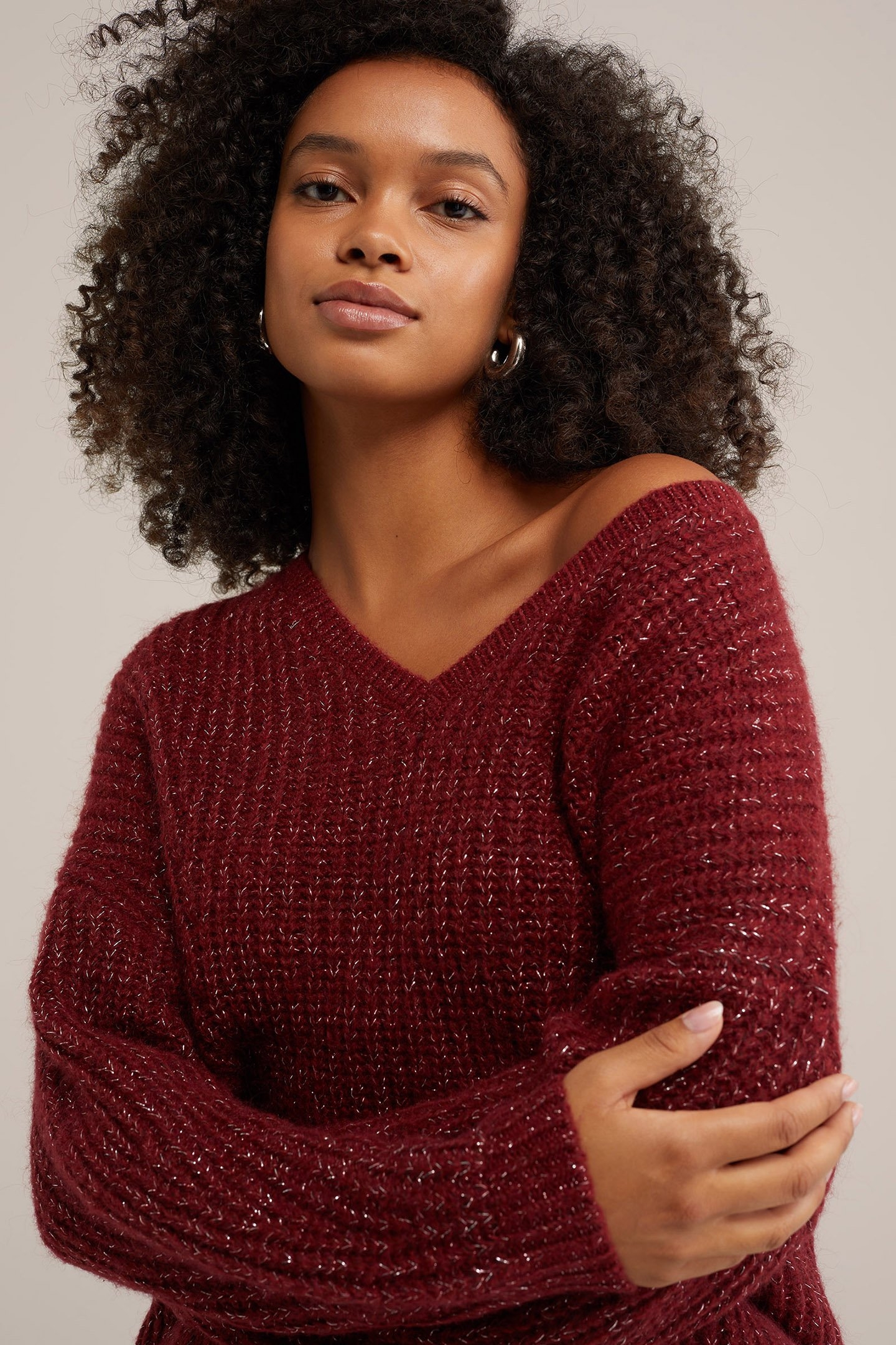 KNITTED PULLOVER BURGUNDY RED 5