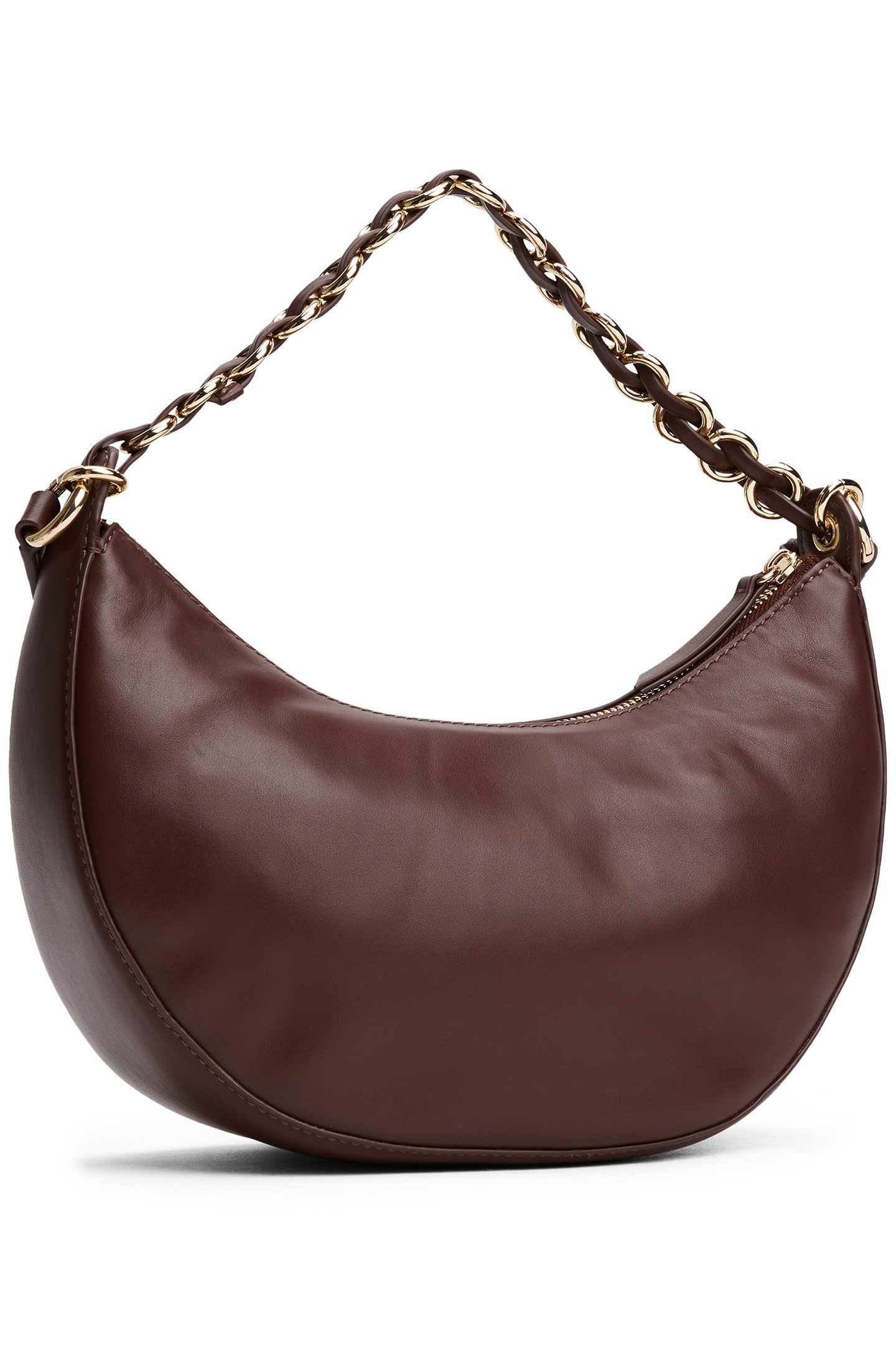 MOON LEATHER CROSSOVER HANDBAG WALNUT BROWN 3