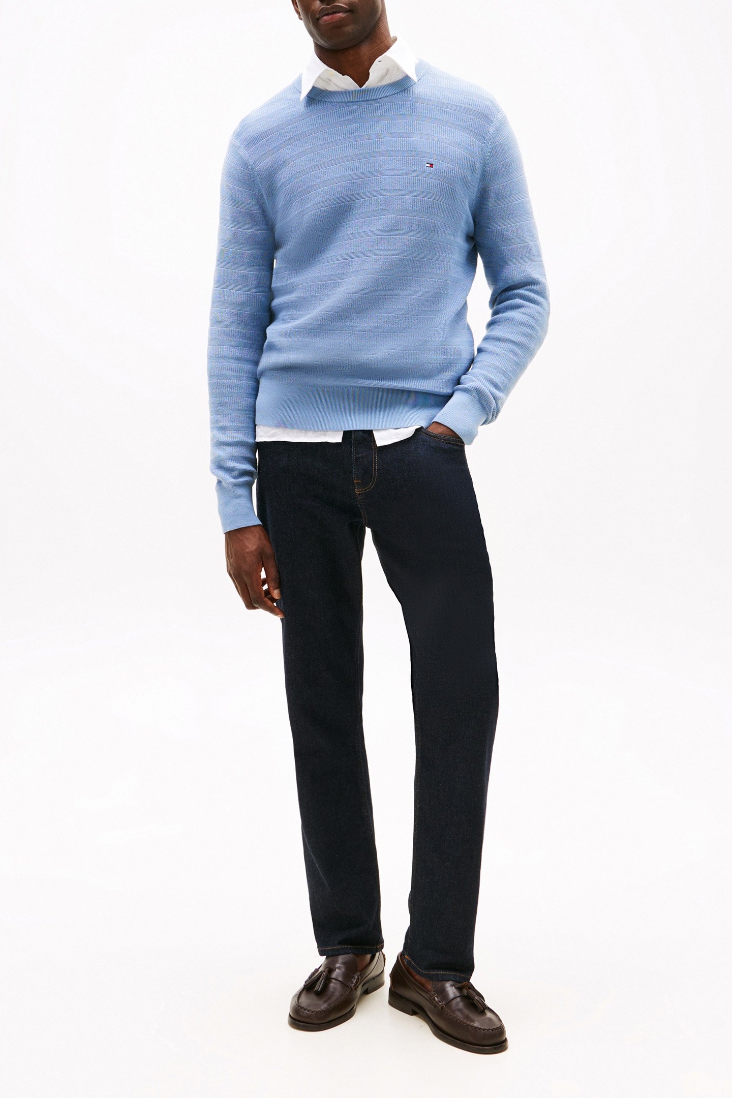 REGULAR FIT STRIPE STRUCTURE SWEATER BRISK BLUE 2