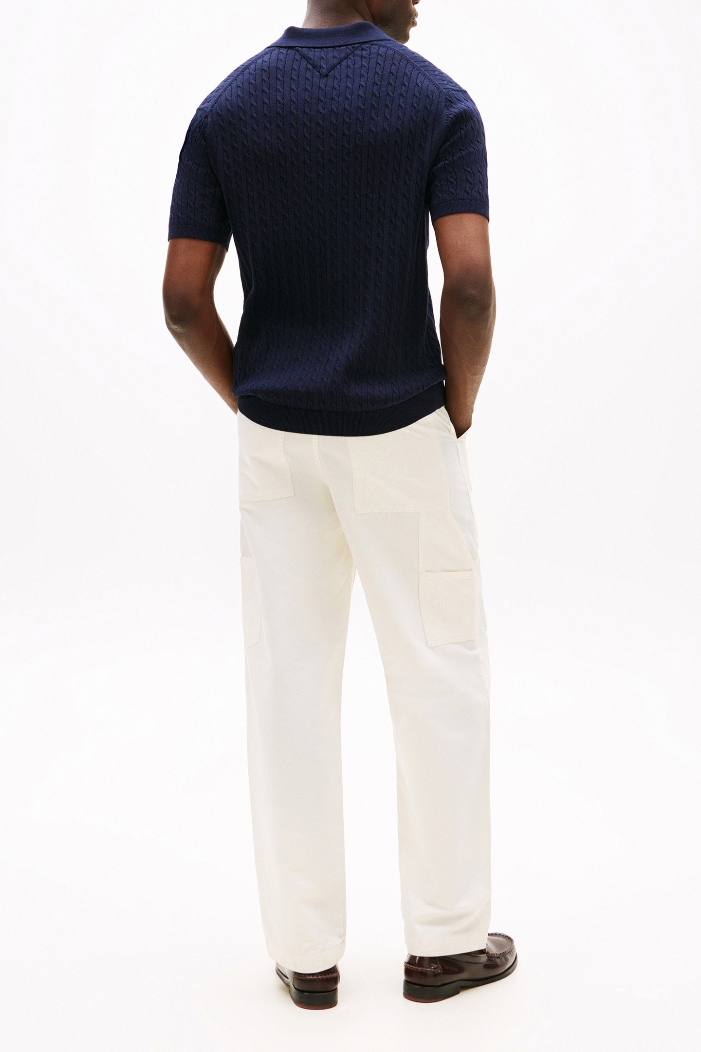 CABLE KNITTED REGULAR FIT POLO SHIRT DESERT SKY 3