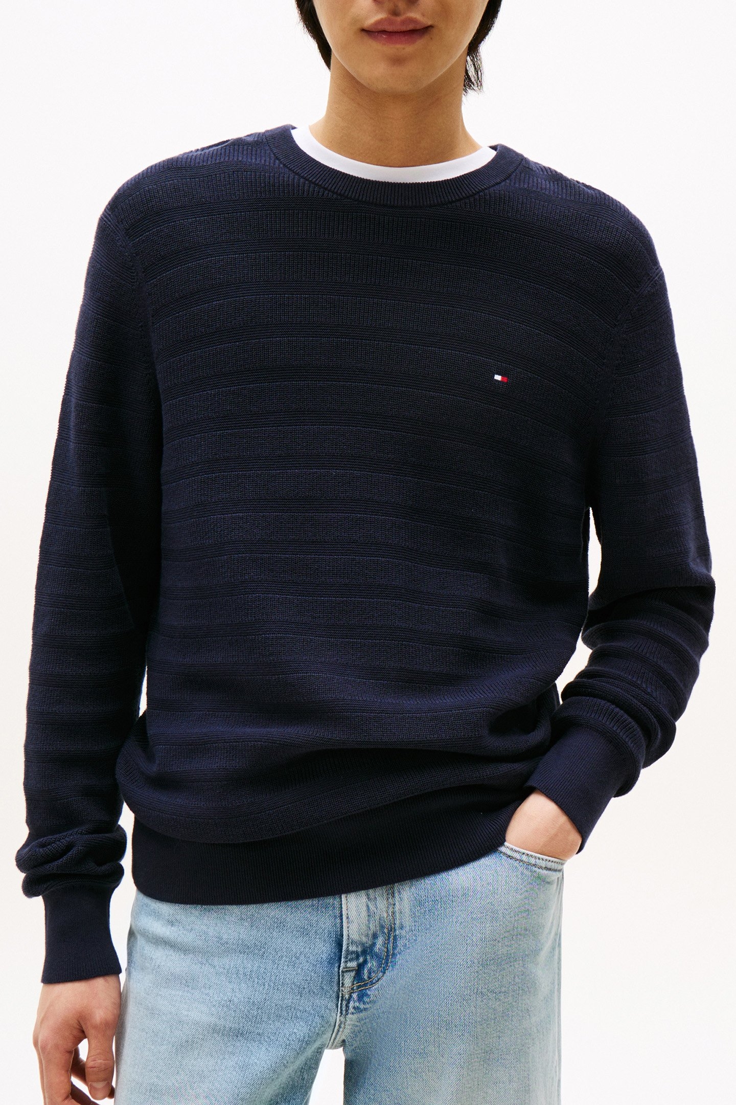 STRIPE STRUCTURE SWEATER REG FIT DESERT SKY BLUE 1