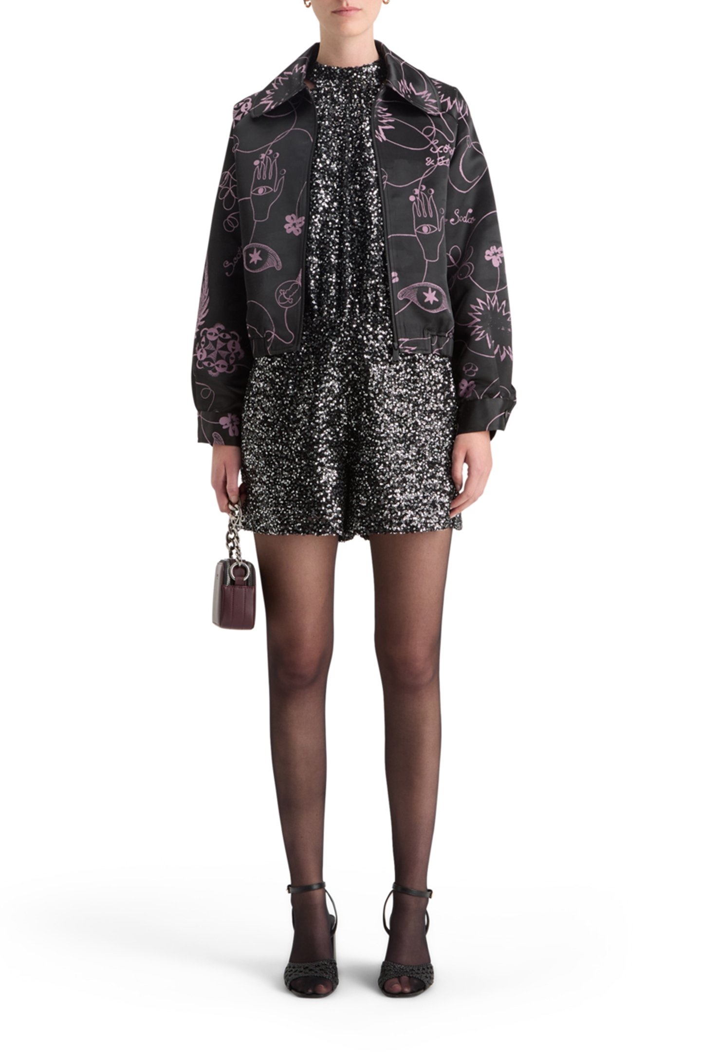 SEQUIN PLAYSUIT SILVER BLACK SEQUINS 6