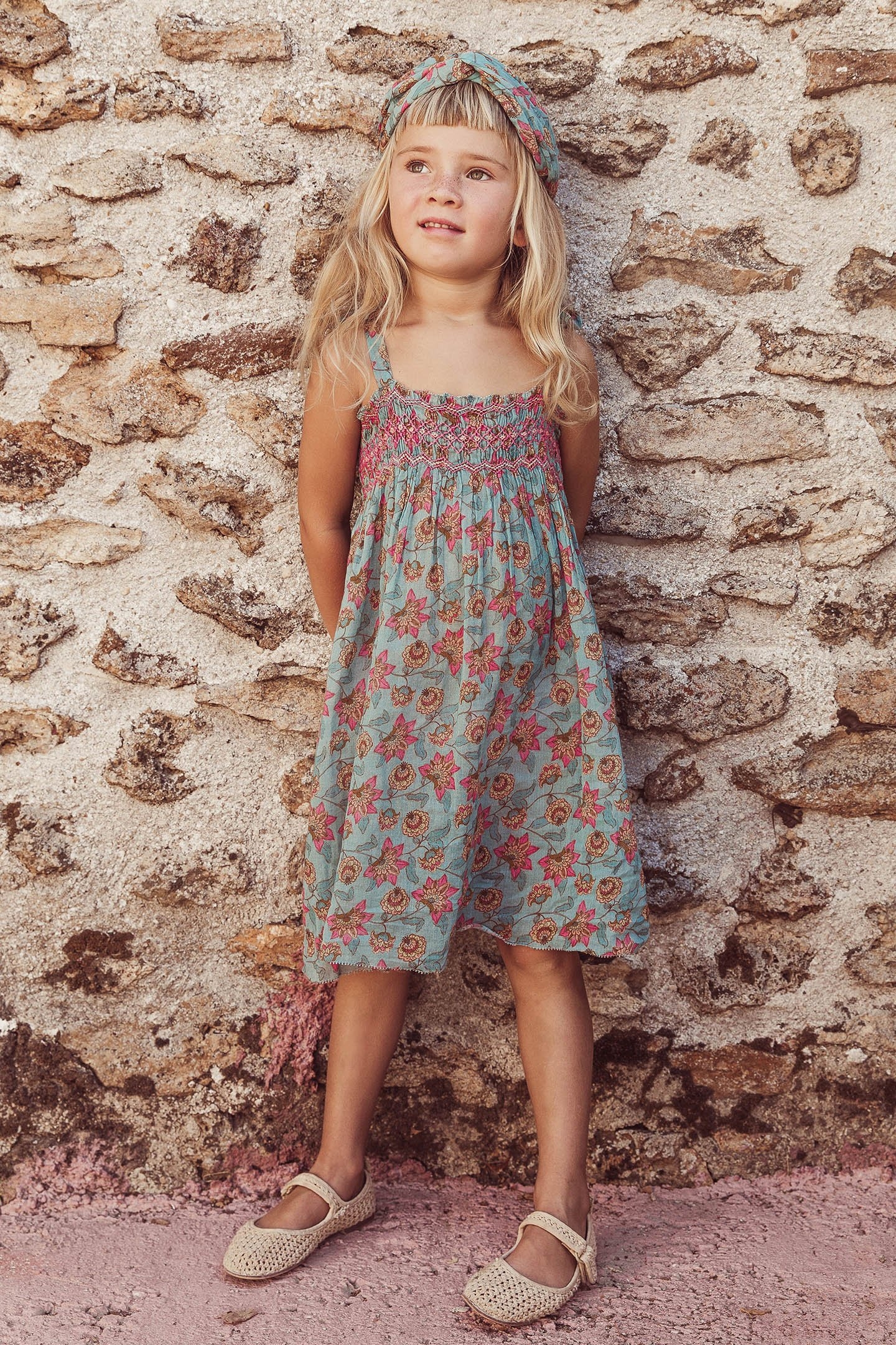 DRESS MARCELINE TURQUOISE FLOWERS 1