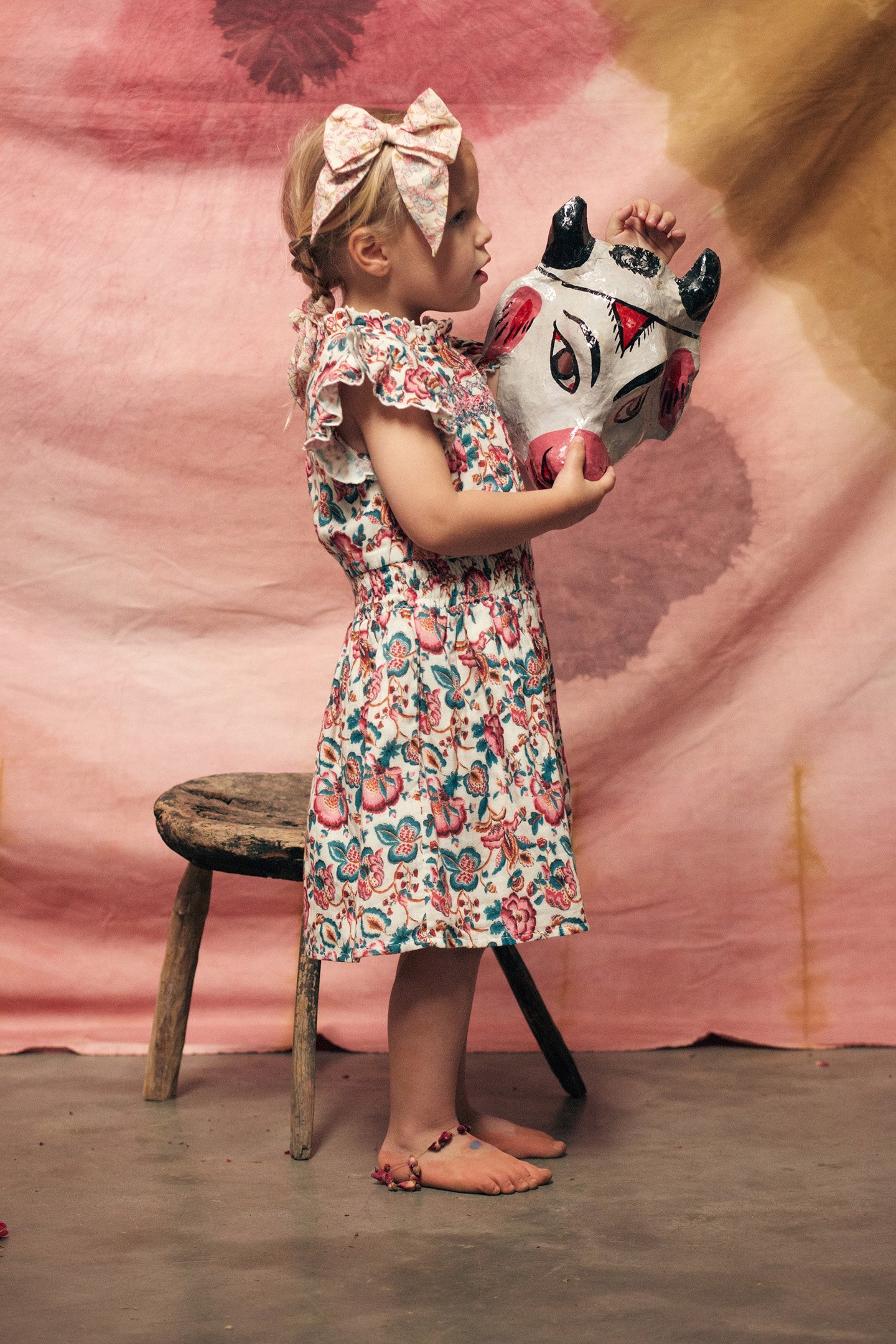 DRESS SUZETTE CREAM INDIAN FLOWERS 2