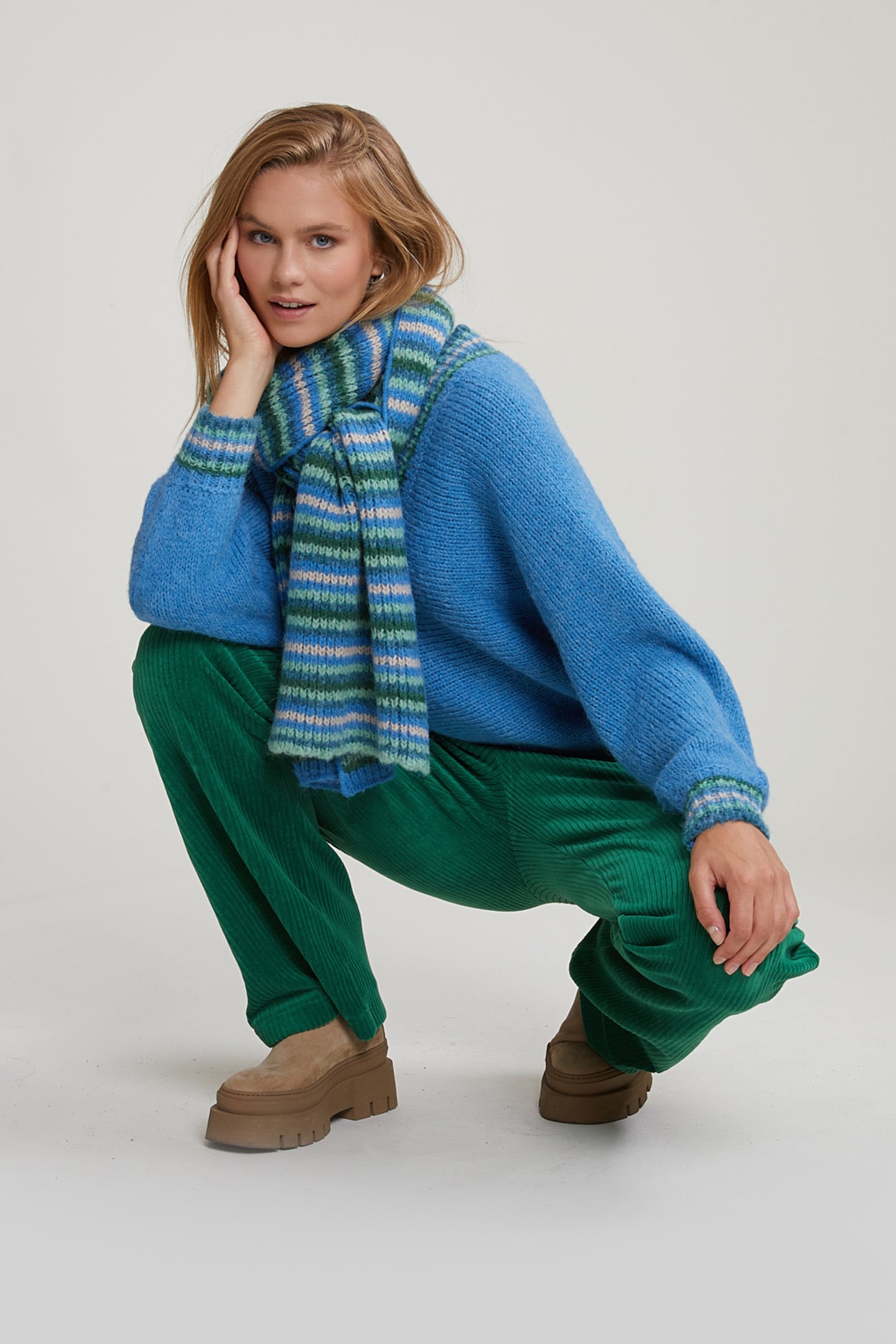 PETROL SWEATER STRIPED V-NECK 3