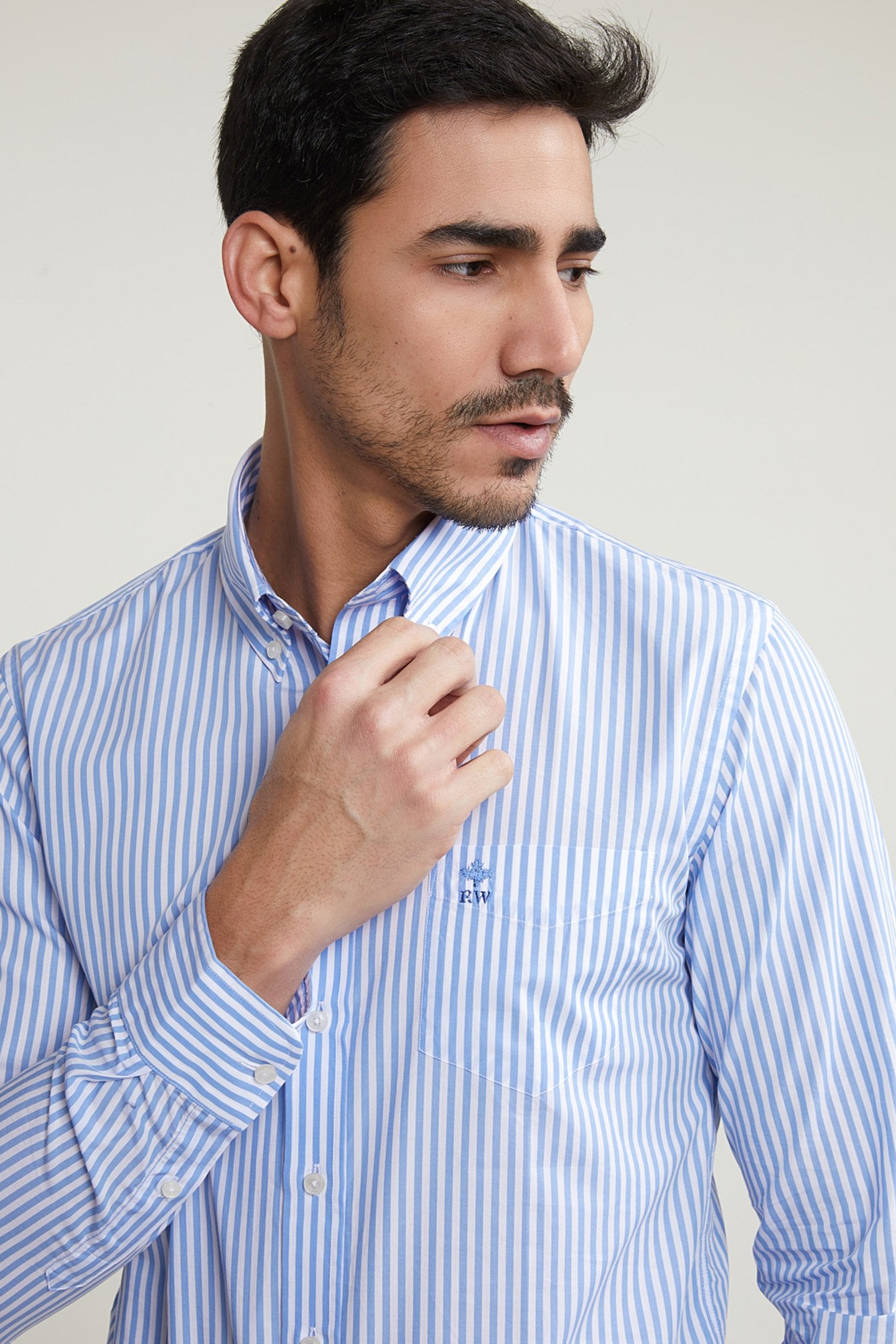 SLIM FIT STRIPED SHIRT WITH POCKET BLUE/WHITE 3