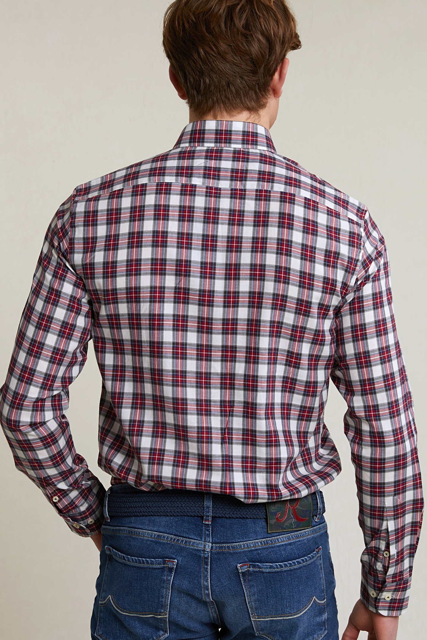 CUSTOM FIT CHECKED SHIRT RED/BEIGE 2