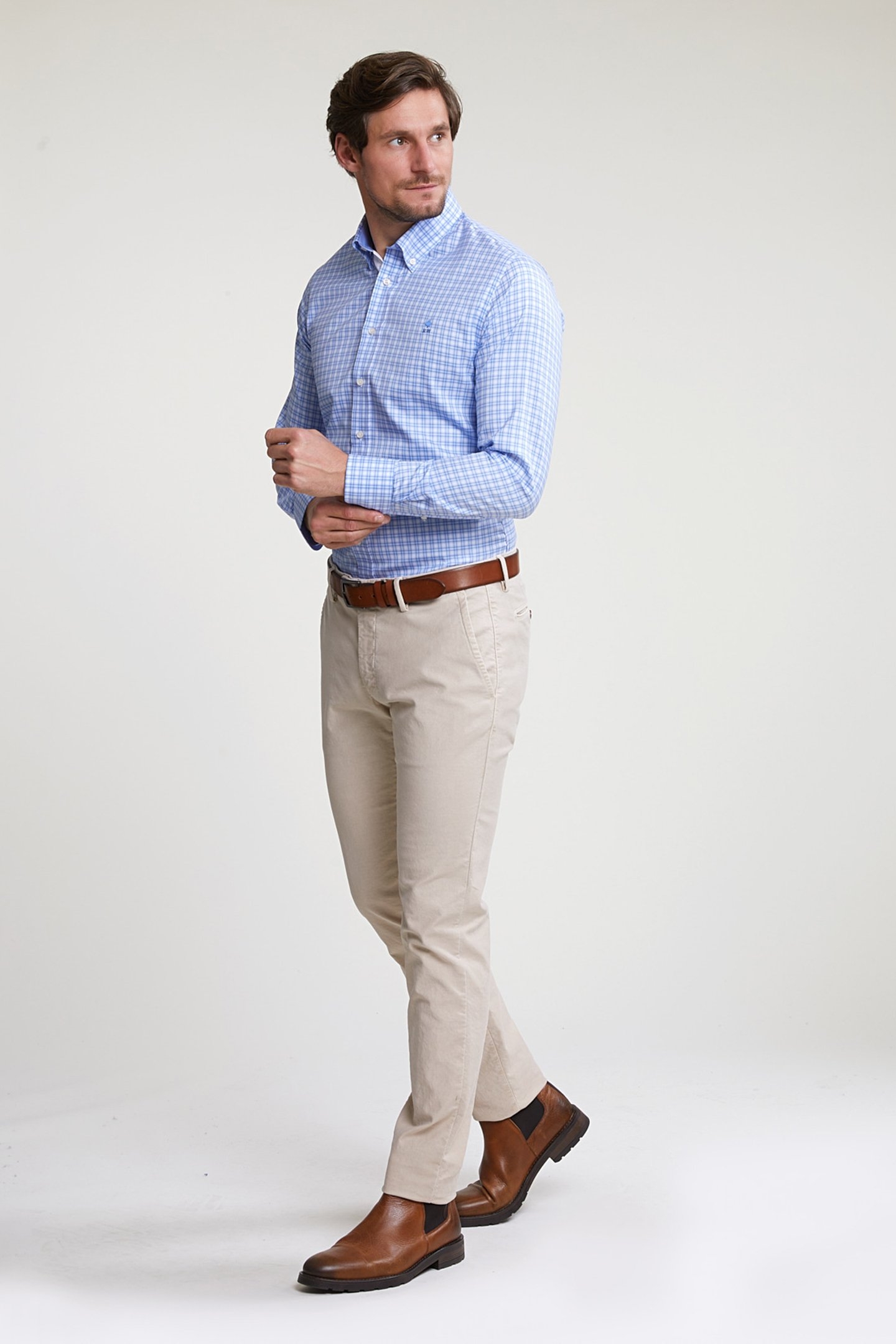 CUSTOM FIT CHECKED SHIRT BLUE/WHITE 3