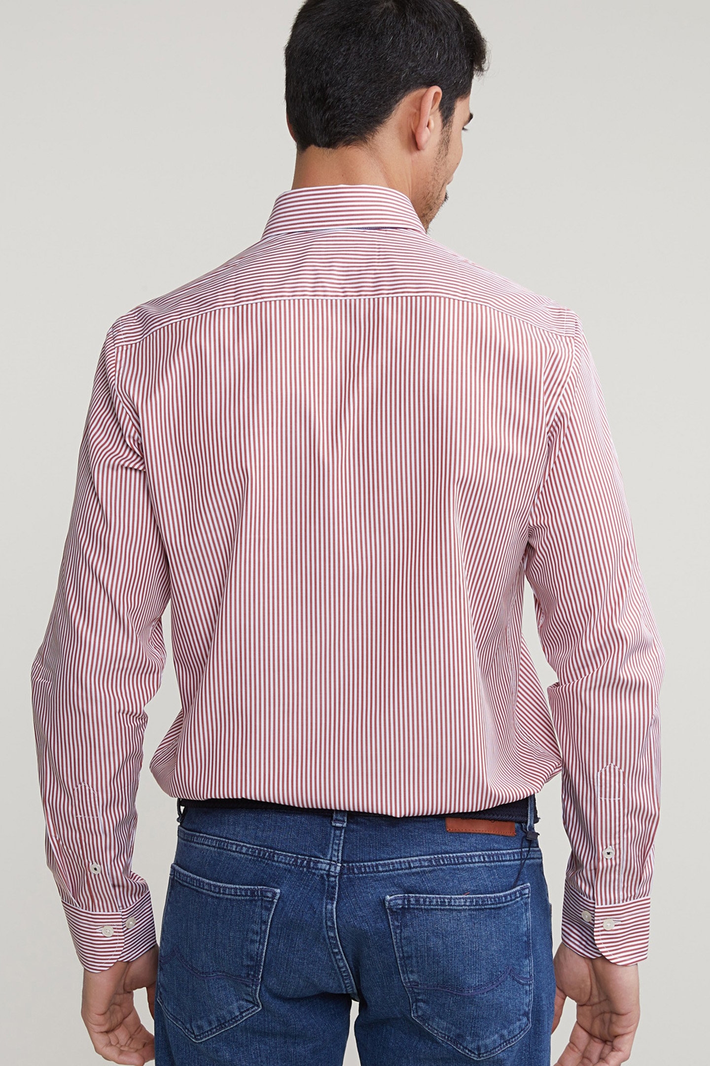 CUSTOM FIT STRIPED SHIRT RED/WHITE 2