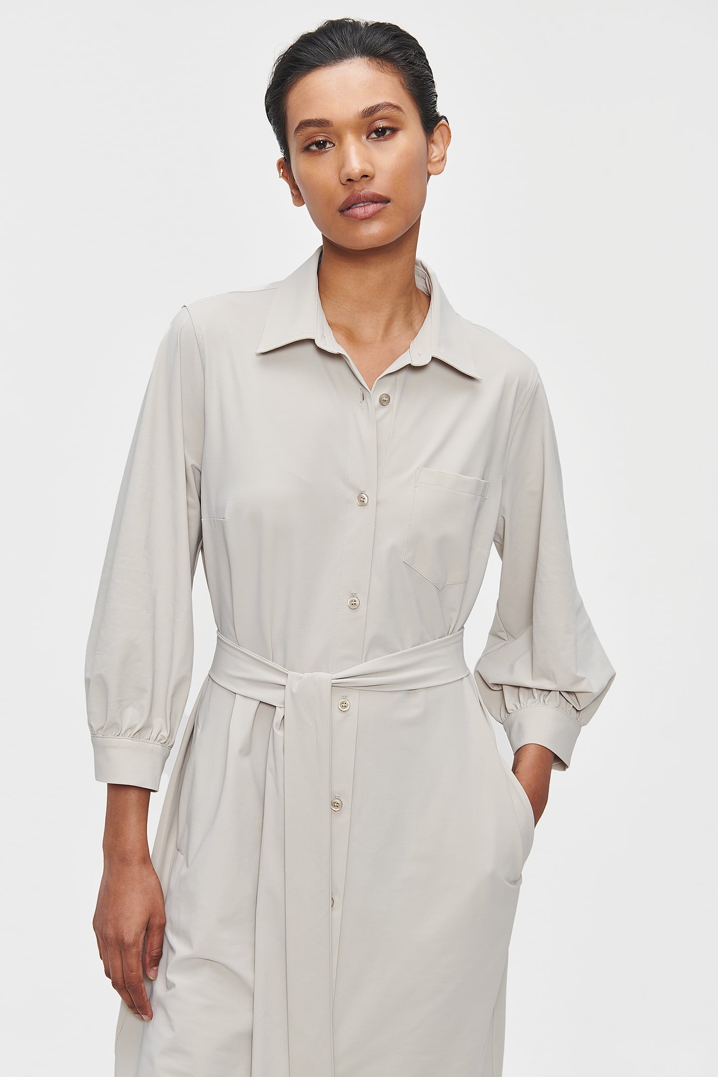 IT JERSEY SHIRT DRESS SAND 4