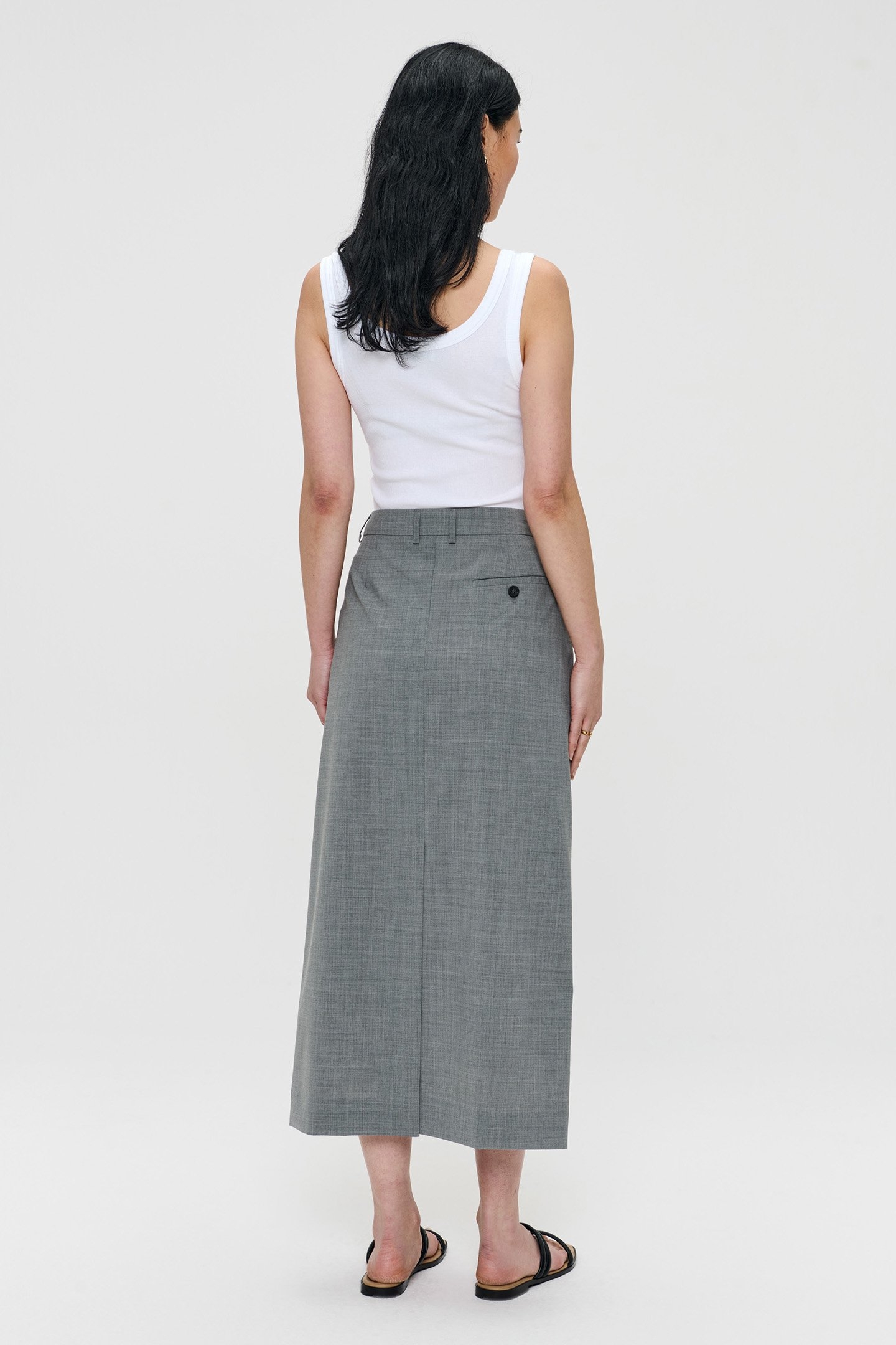 TROPICAL WOOL STRAIGHT SKIRT GREY MELANGE 4