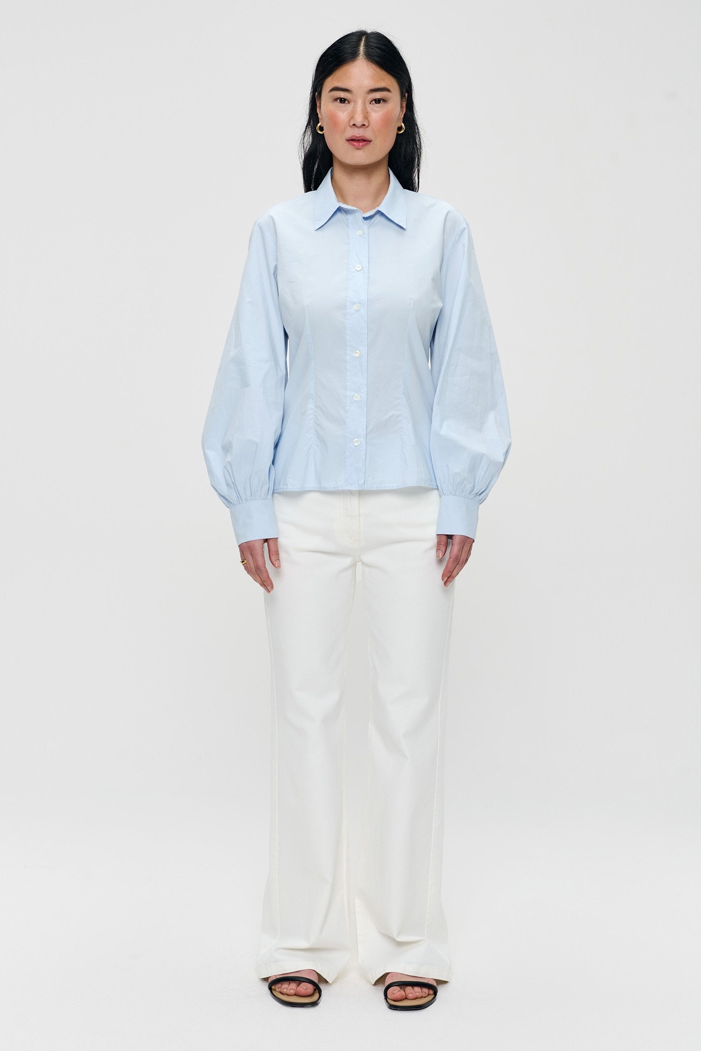 POPLIN PUFF SLEEVE SHIRT CRISPY BLUE 3