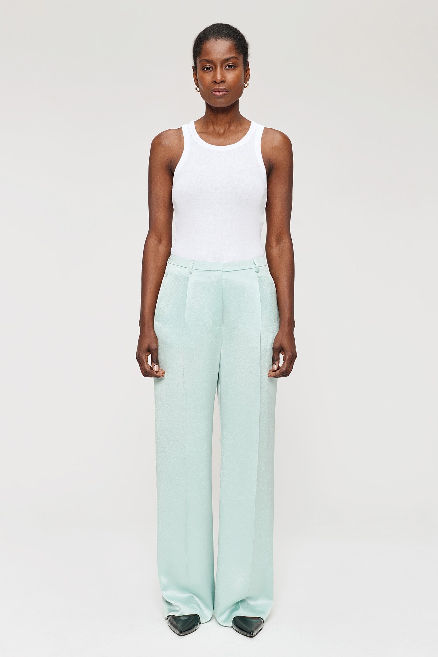 SATIN WIDE LEG PANTS ICE 1