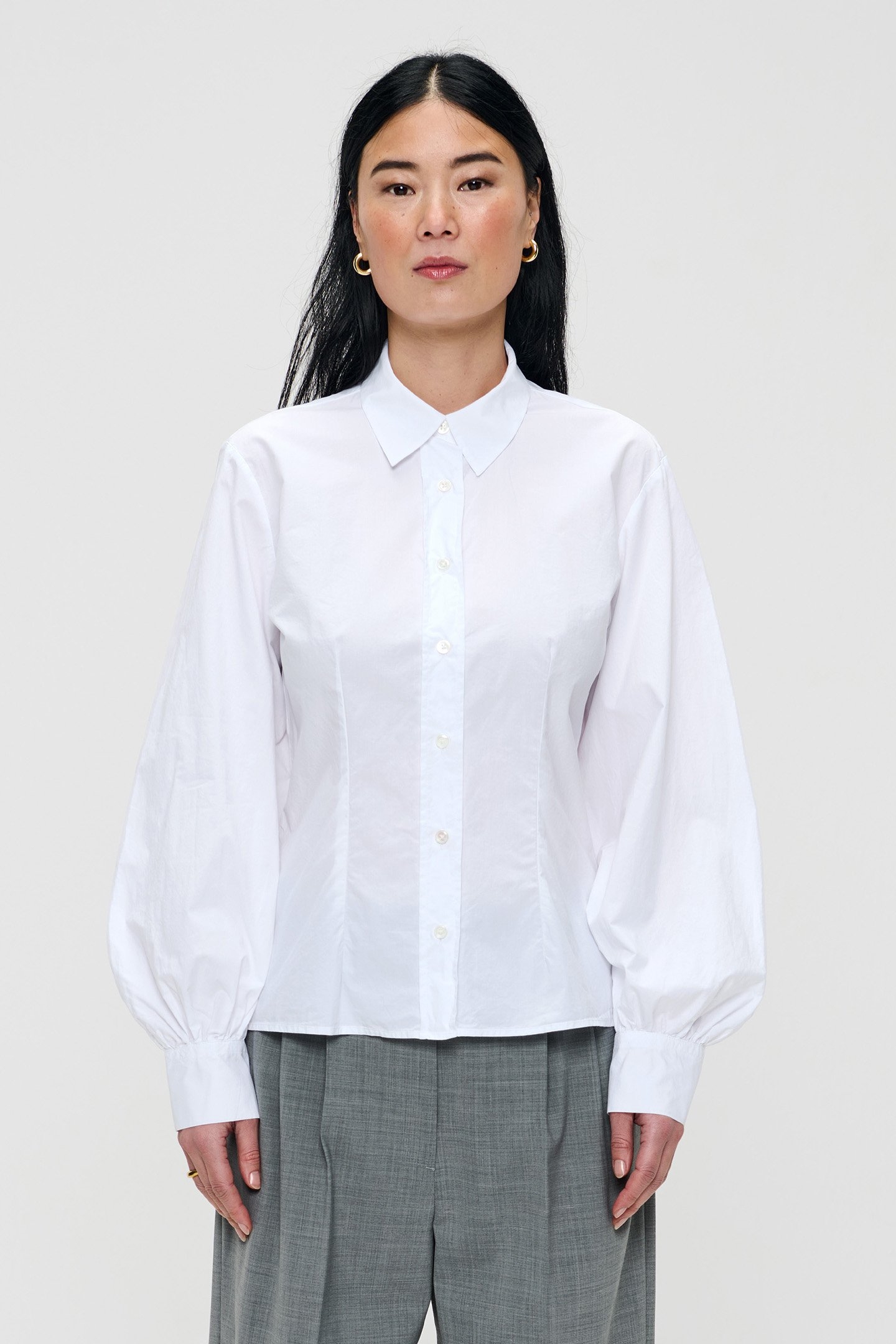POPLIN PUFF SLEEVE SHIRT WHITE 1