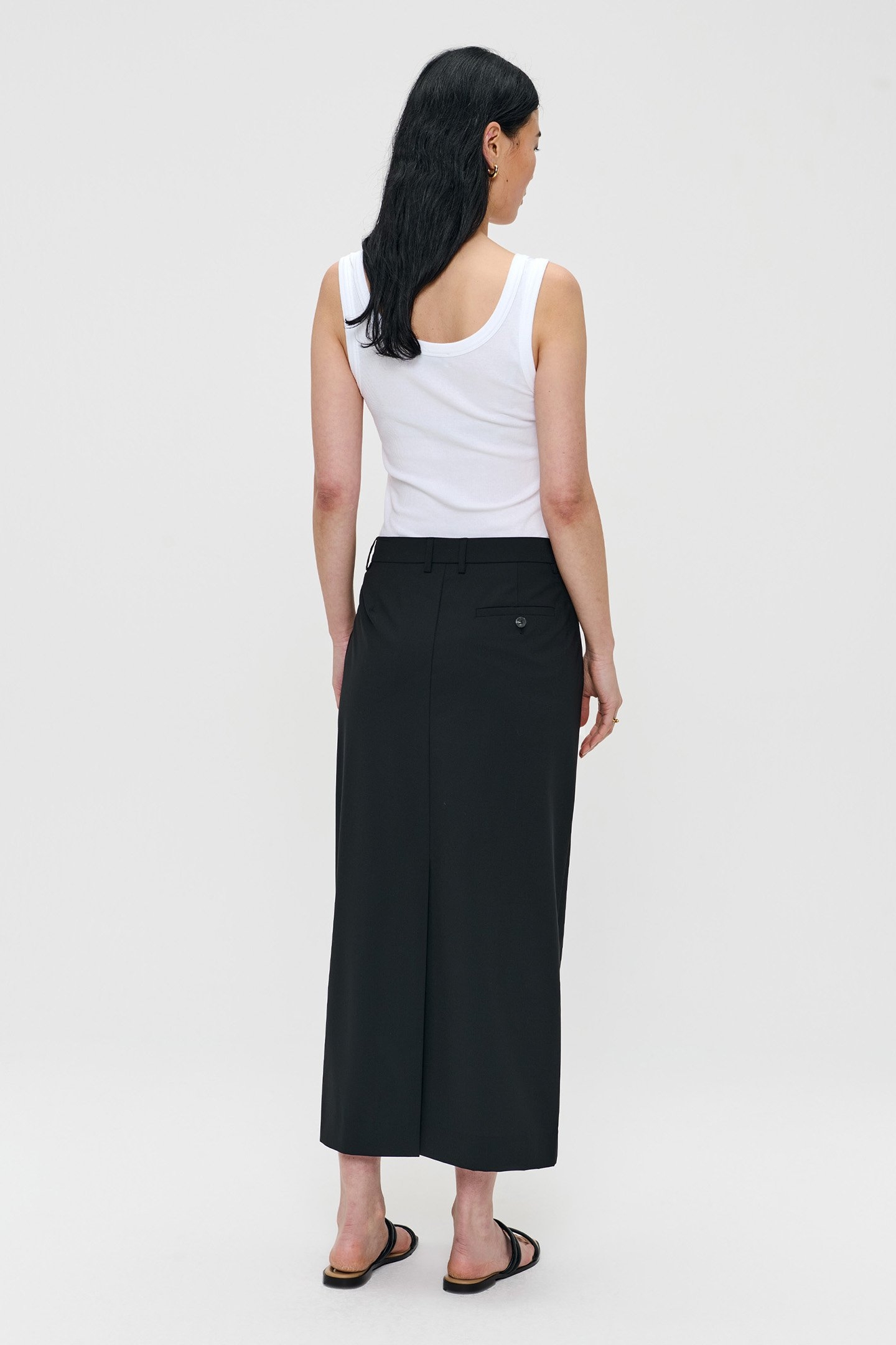 TROPICAL WOOL STRAIGHT SKIRT BLACK 4