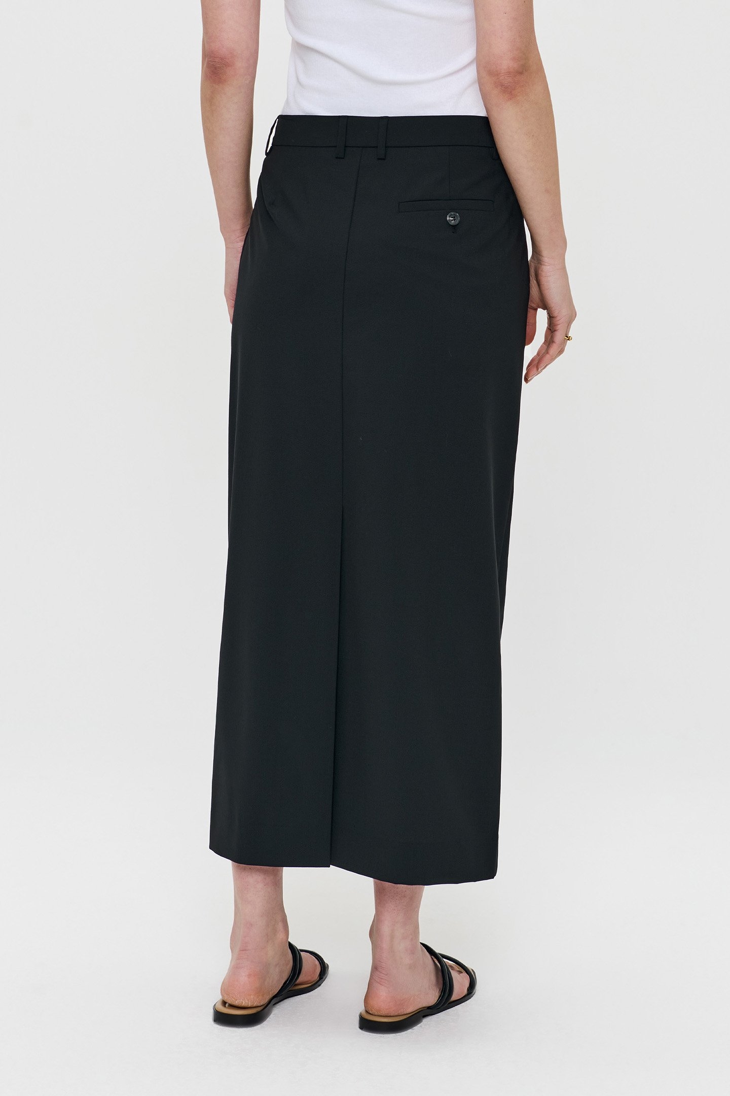 TROPICAL WOOL STRAIGHT SKIRT BLACK 2
