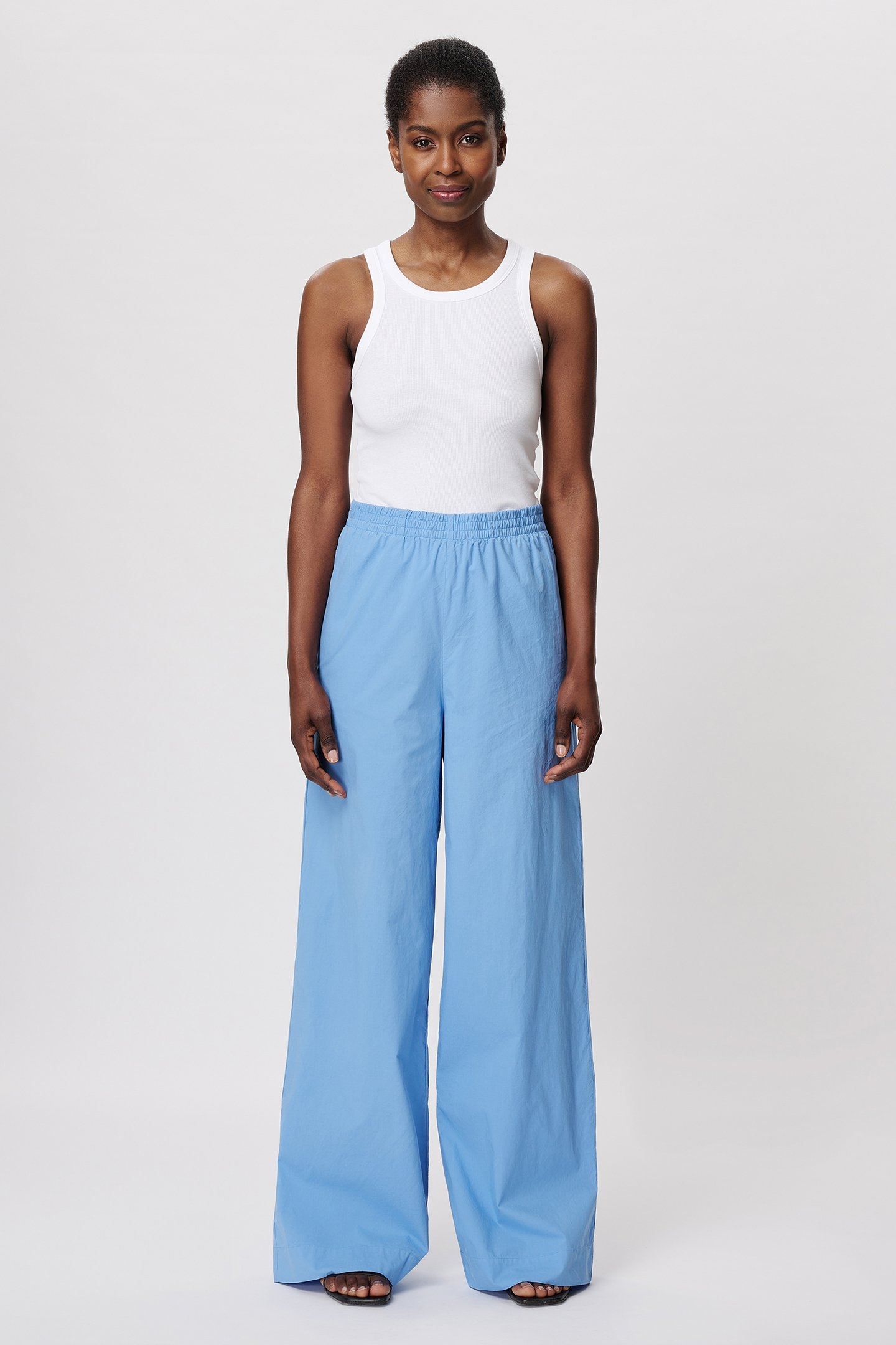 COTTON WIDE LEG PANTS SKY BLUE 1