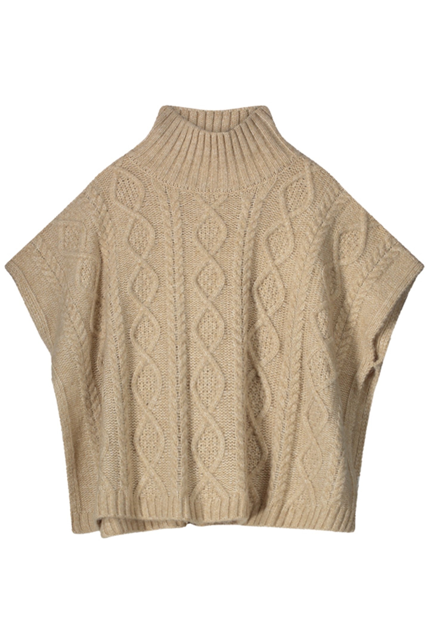 PONCHO CABLE KNIT IVORY 1