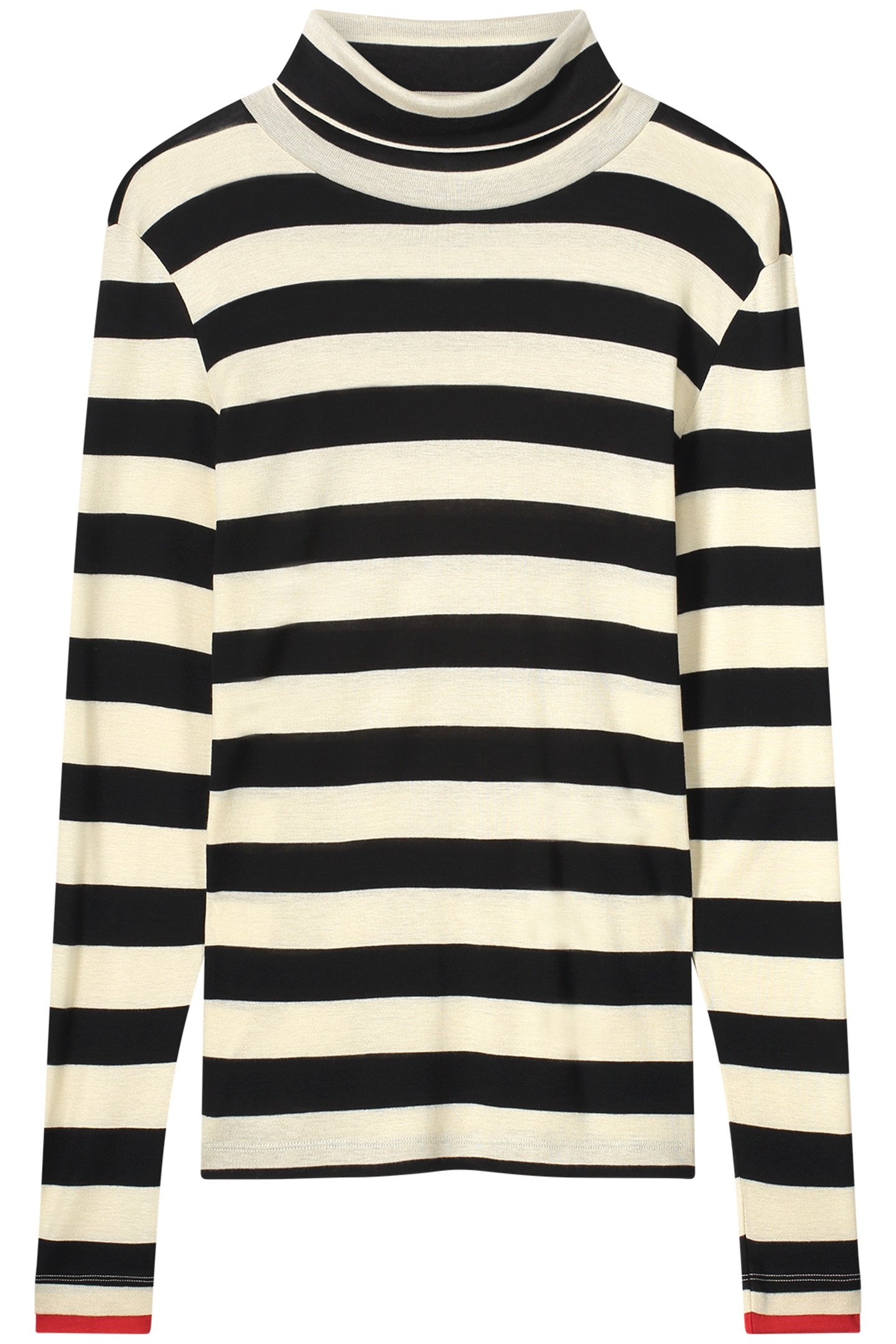 TURTLE NECK TOP SHEER JERSEY STRIPE BLACK 4