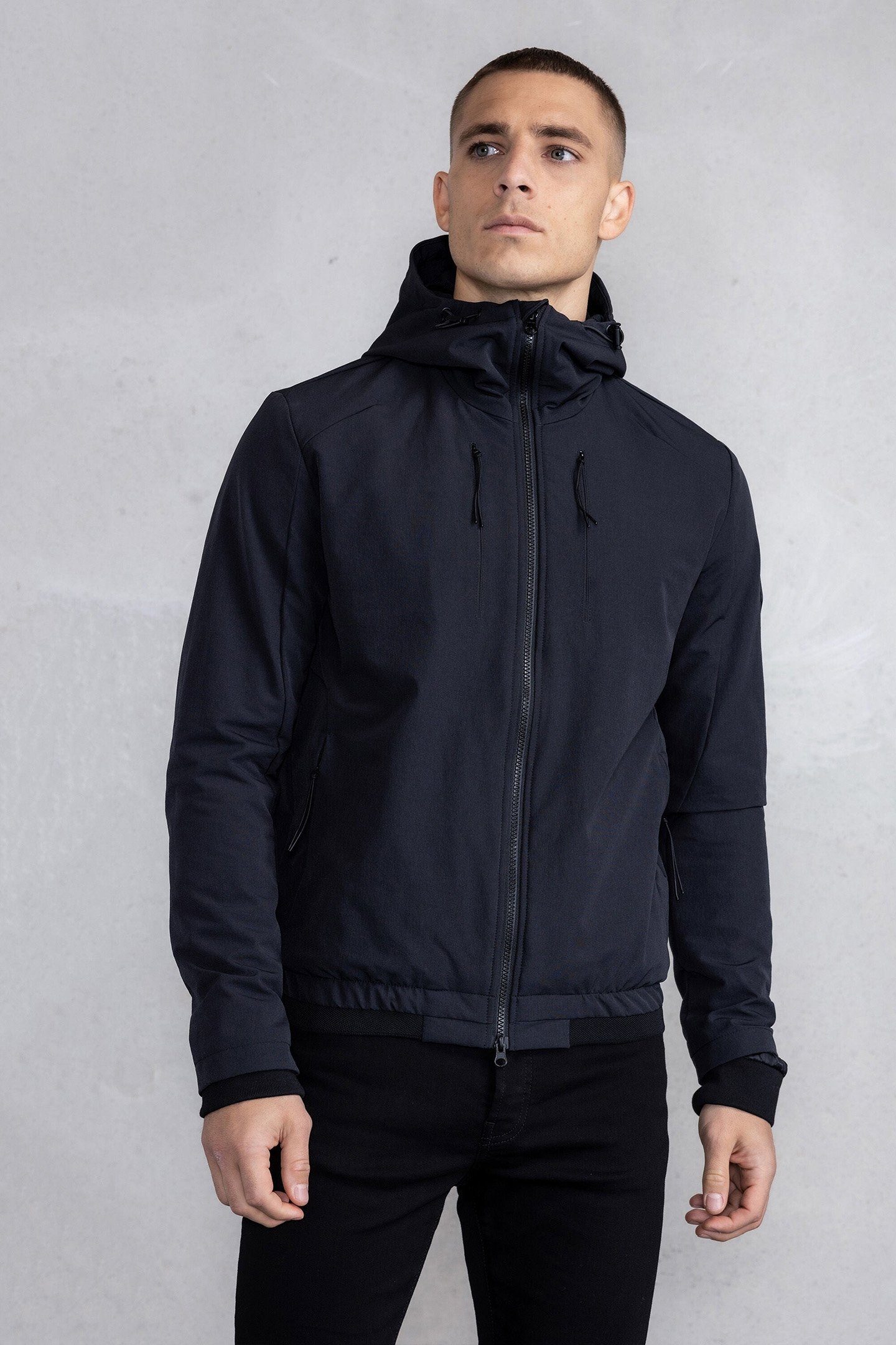 ALEC HOODED WINDBREAKER JACKET JET BLACK 1