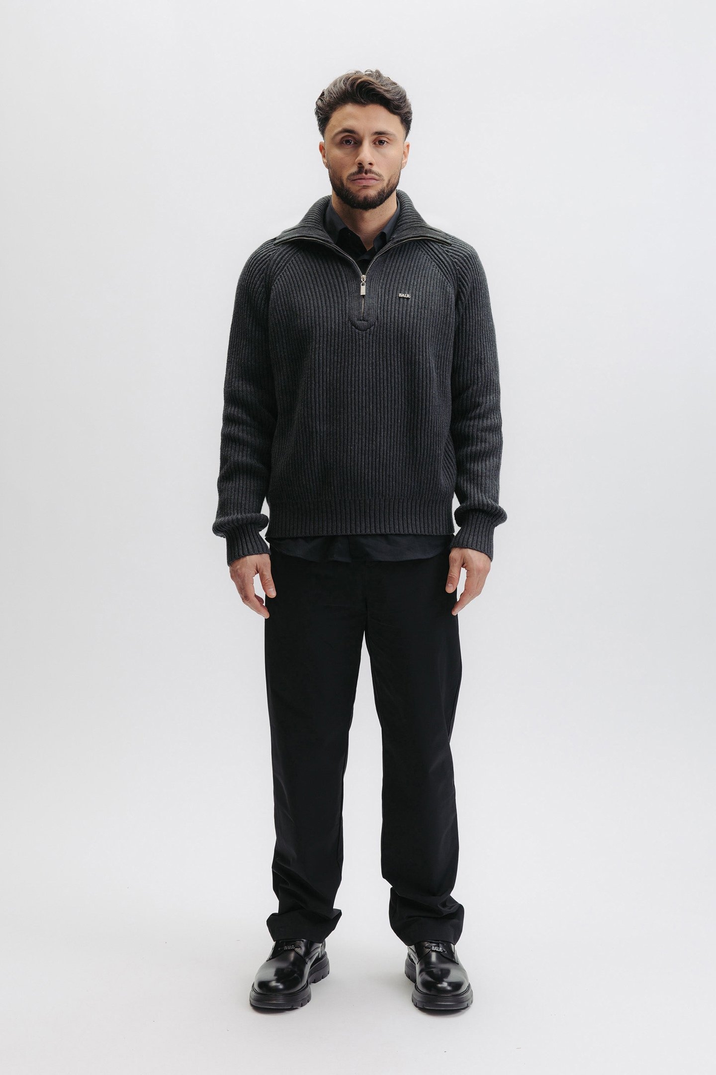 XI KNITTED HALF ZIP VOLCANIC GREY 1
