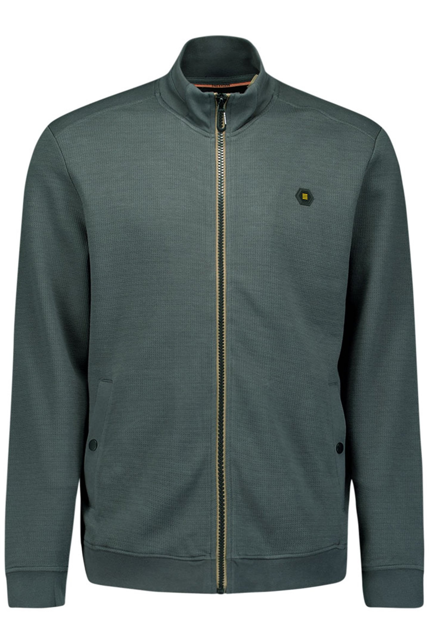 SWEATER FULL ZIPPER TWILL JACQUARD DARK STEEL 1