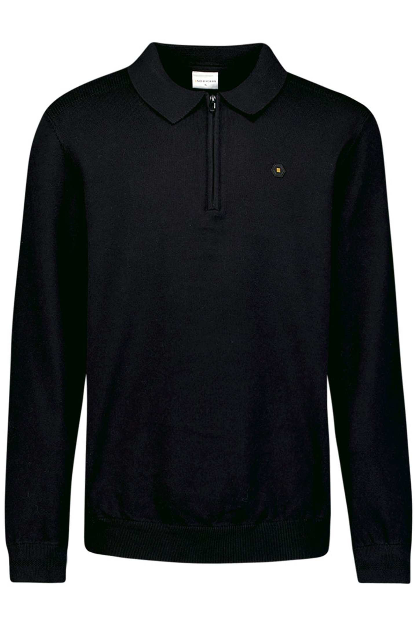 PULLOVER POLO HALF ZIPPER SOLID KNIT BLACK 1