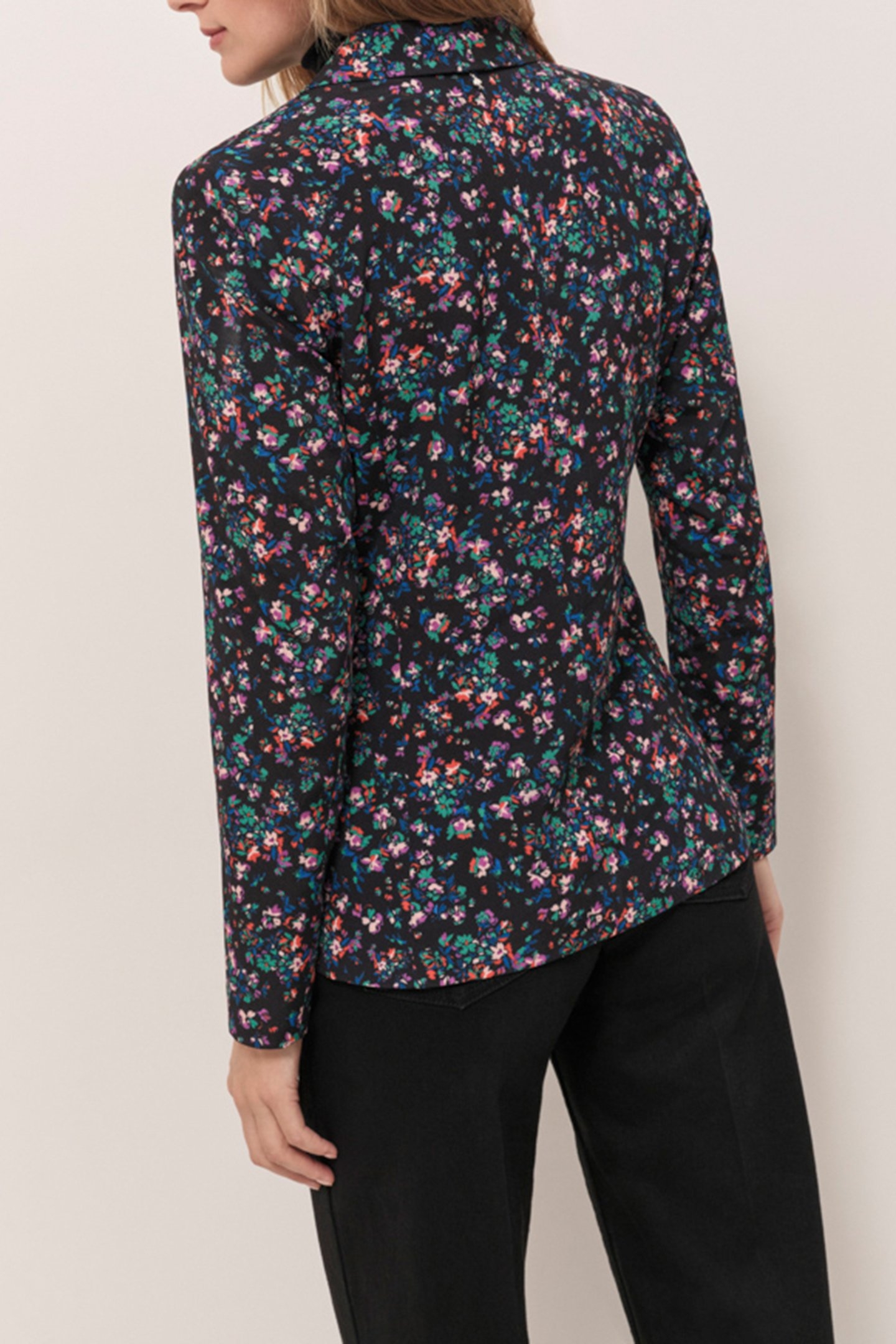 VEZELY - BLACK SUIT JACKET WITH NIGHT GARDEN PRINT 2