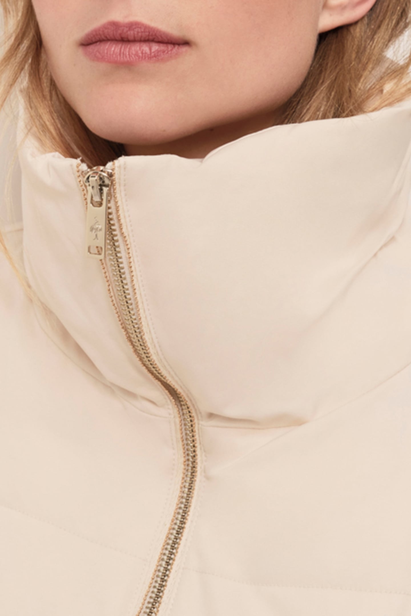 DAYTON - SHORT ECRU DOWN JACKET WITH REMOVABLE SHERPA TRIM 5