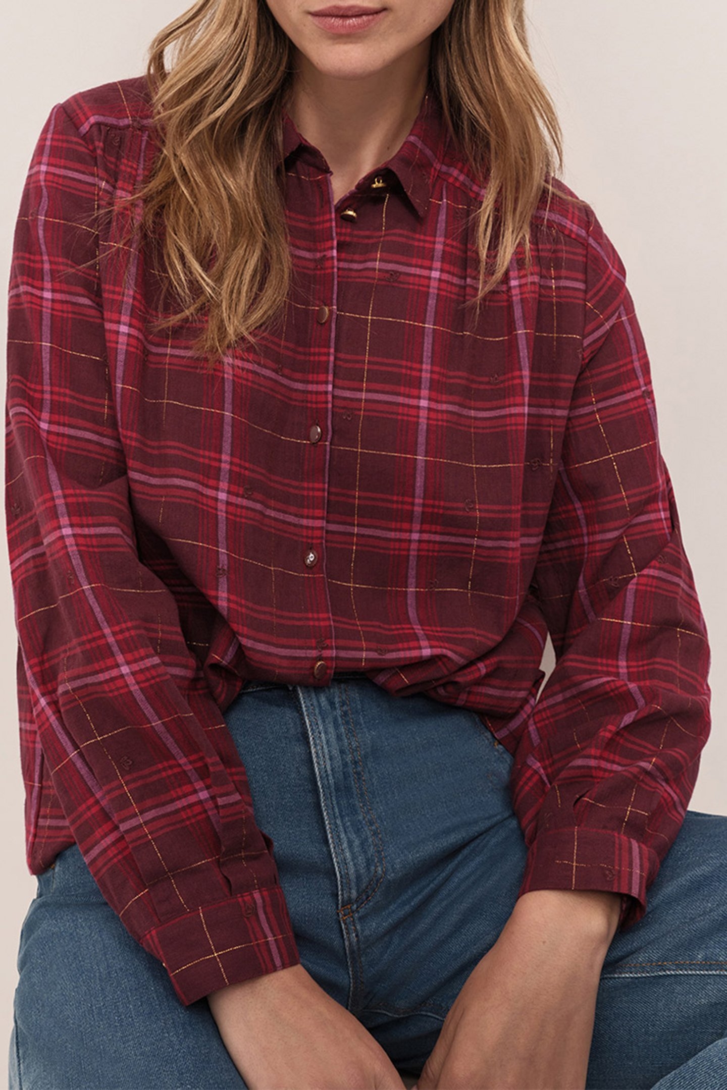 CONNIE - PASSION SHIRT WITH CHECK PATTERN AND EMBROIDERY 1