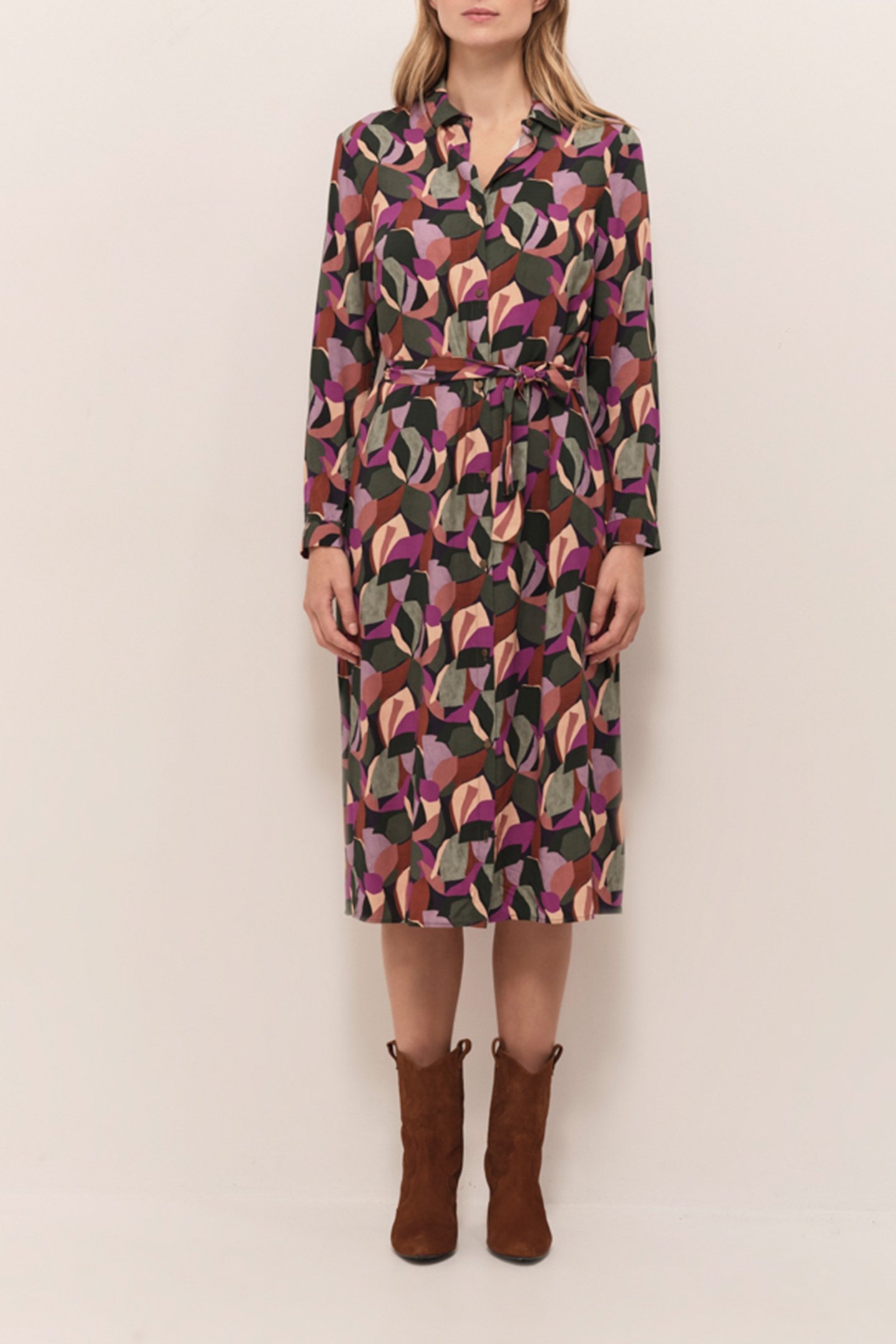 REGINA - SYCAMORE MIDI SHIRT DRESS WITH ARTY PRINT COLOR 2