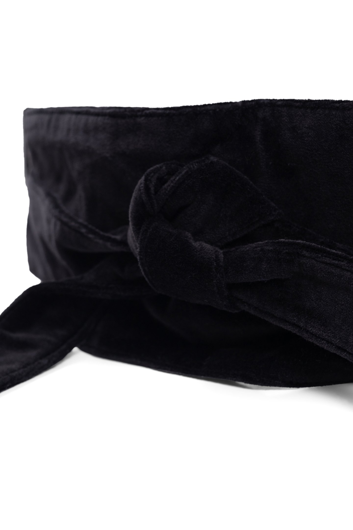 SMOOTH VELVET BLACK DRESS BELT WITH TIE 5