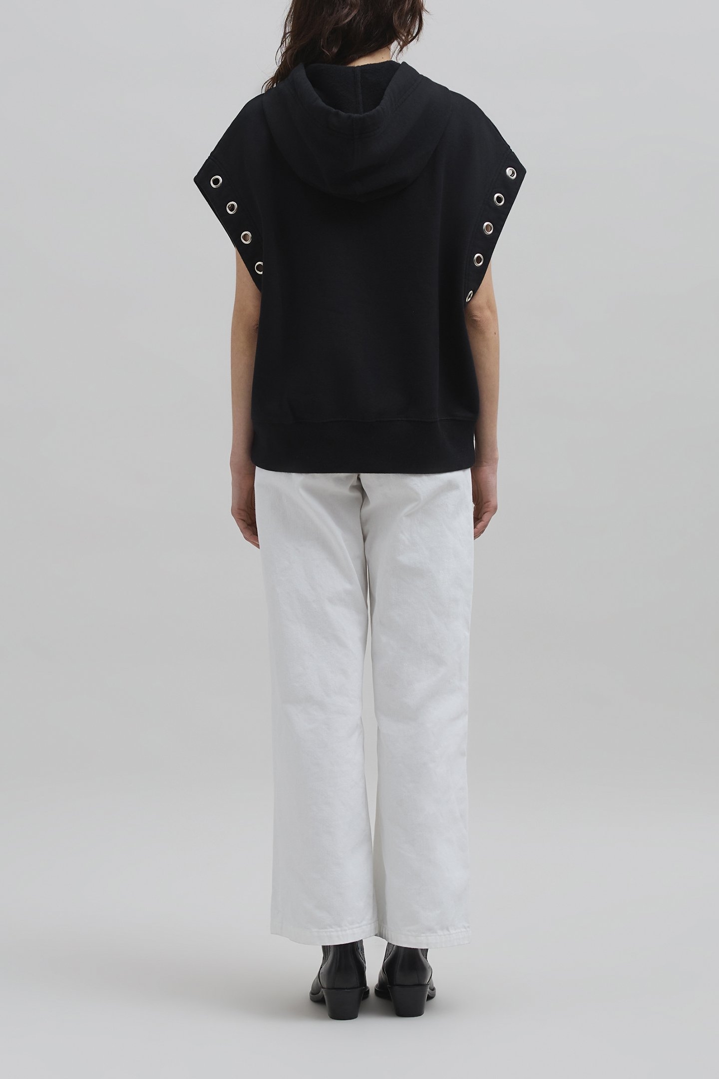 BLACK OVERSIZED COTTON FLEECE SWEATSHIRT 3