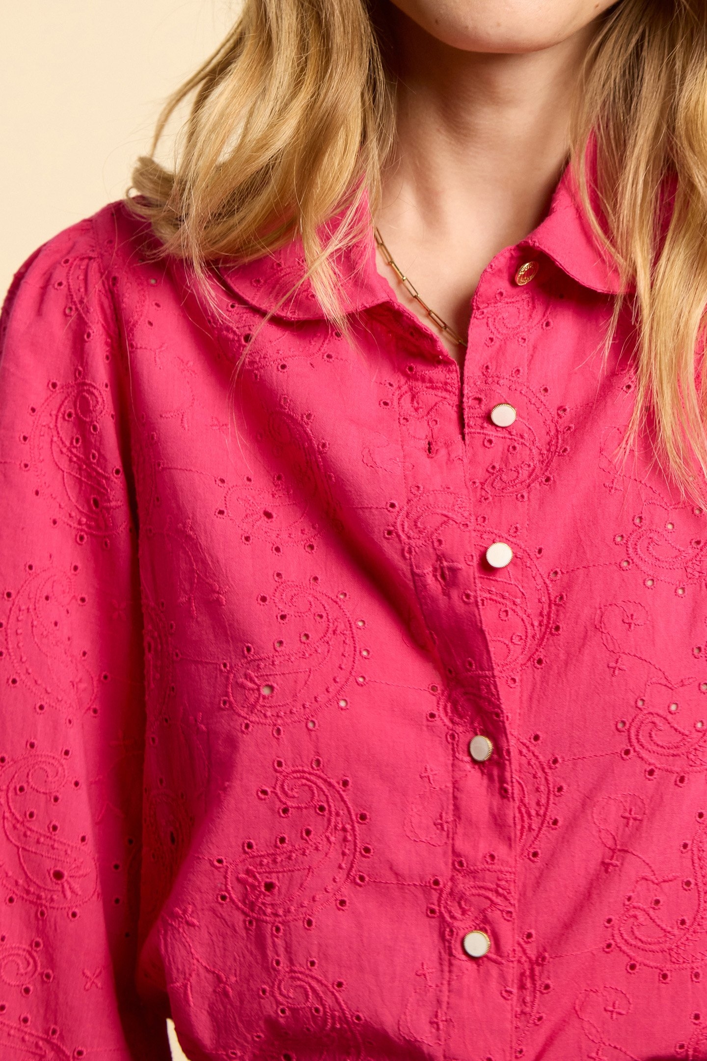 MAGENTA EYELET EMBROIDERY SHIRT 8