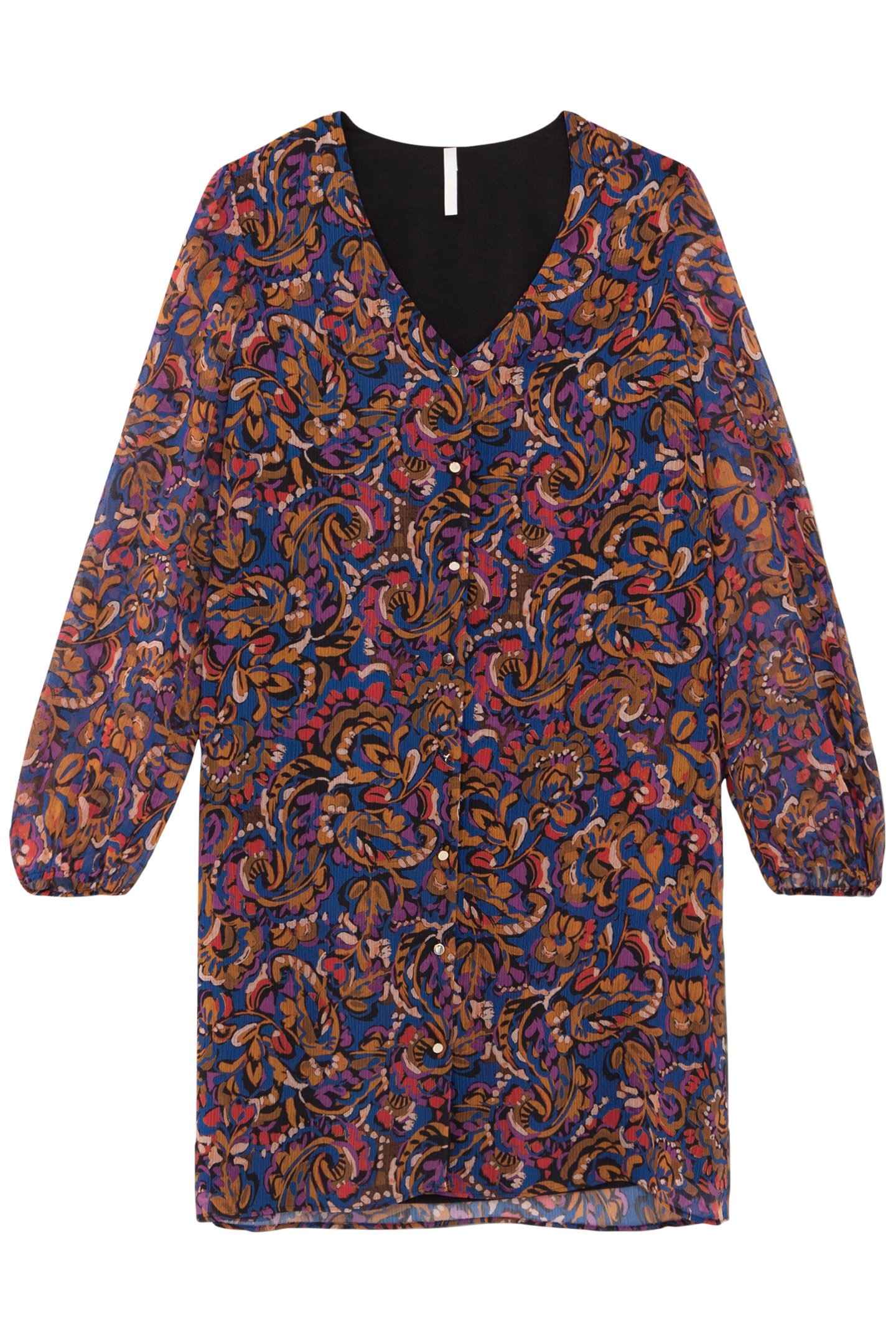 CAMEL DRESS WITH MULTICOLOUR PAISLEY PRINT 4
