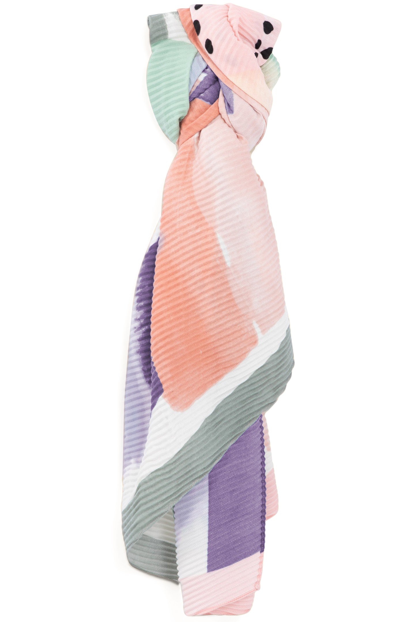WATERCOLOR PRINT PLEATED ALMONDO SCARF 1
