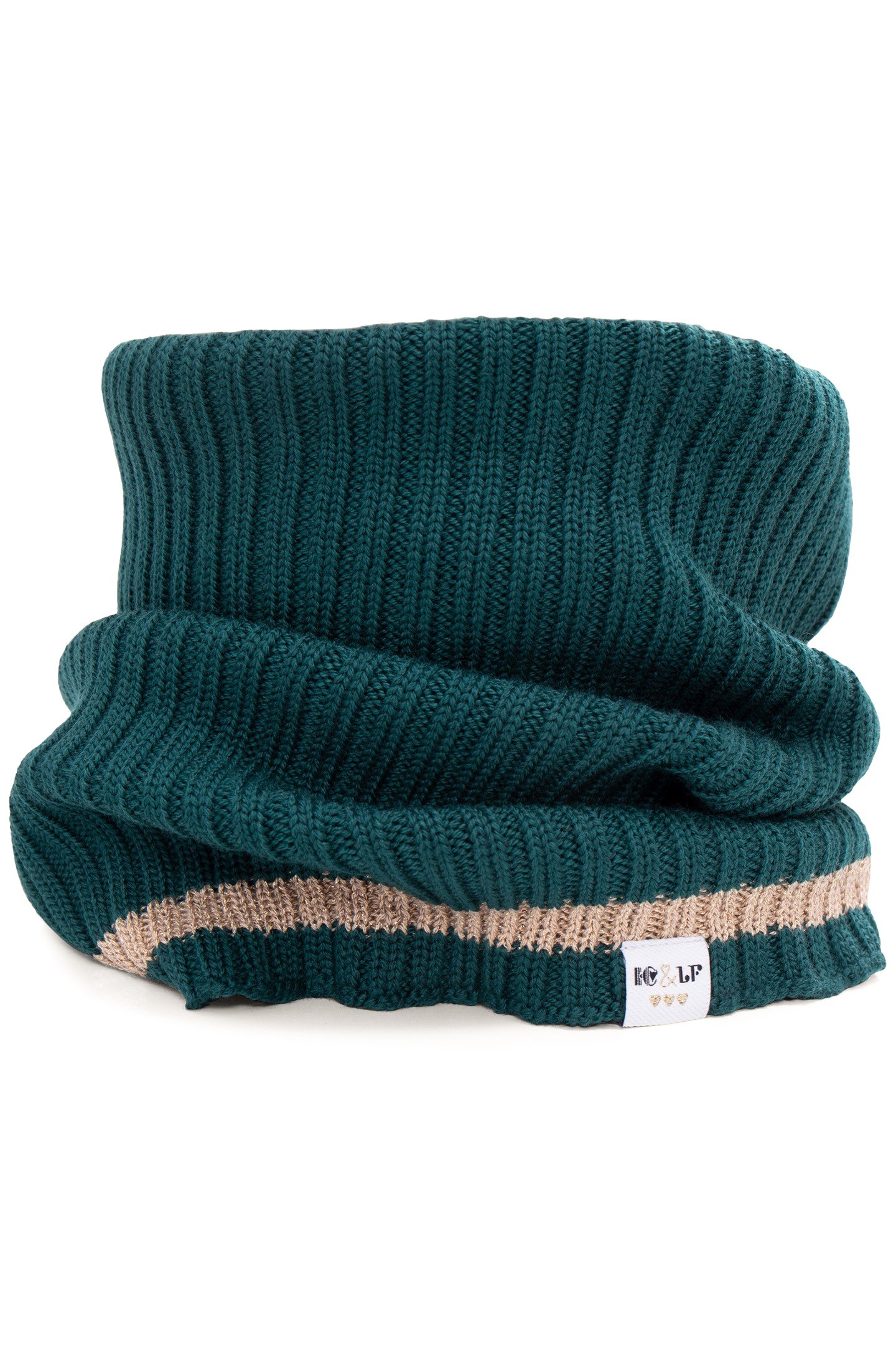 LAFRANÇAISE NIGHT GREEN RIBBED KNIT SNOOD 1