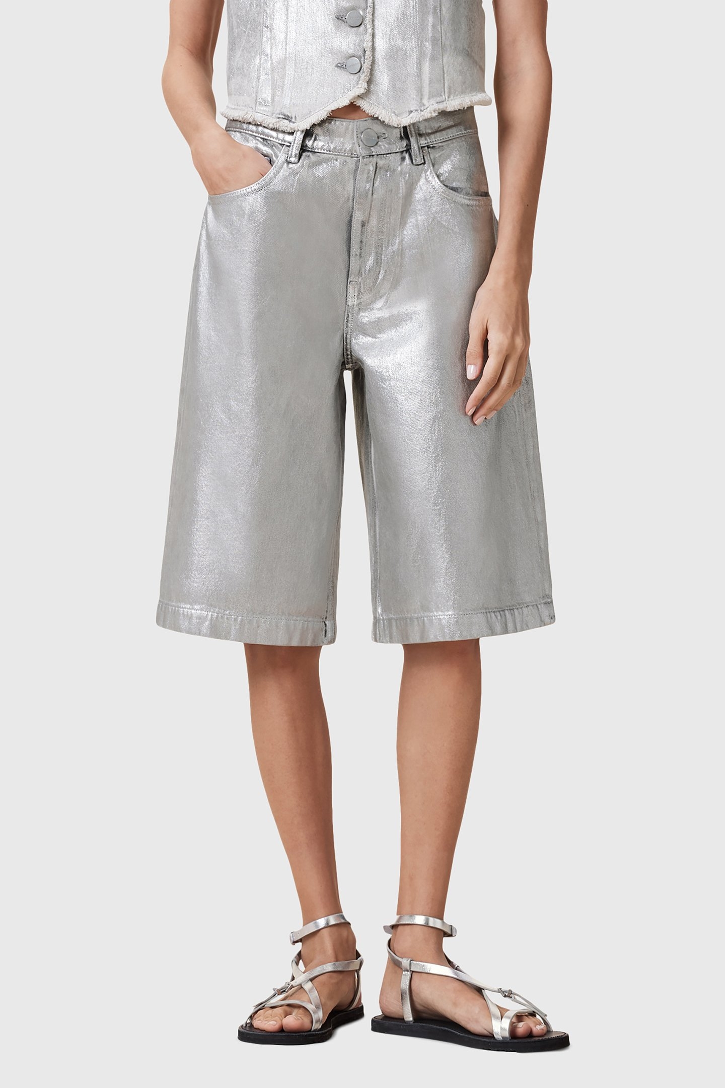 LOUIE LONG SHORT METALLIC SILVER 1