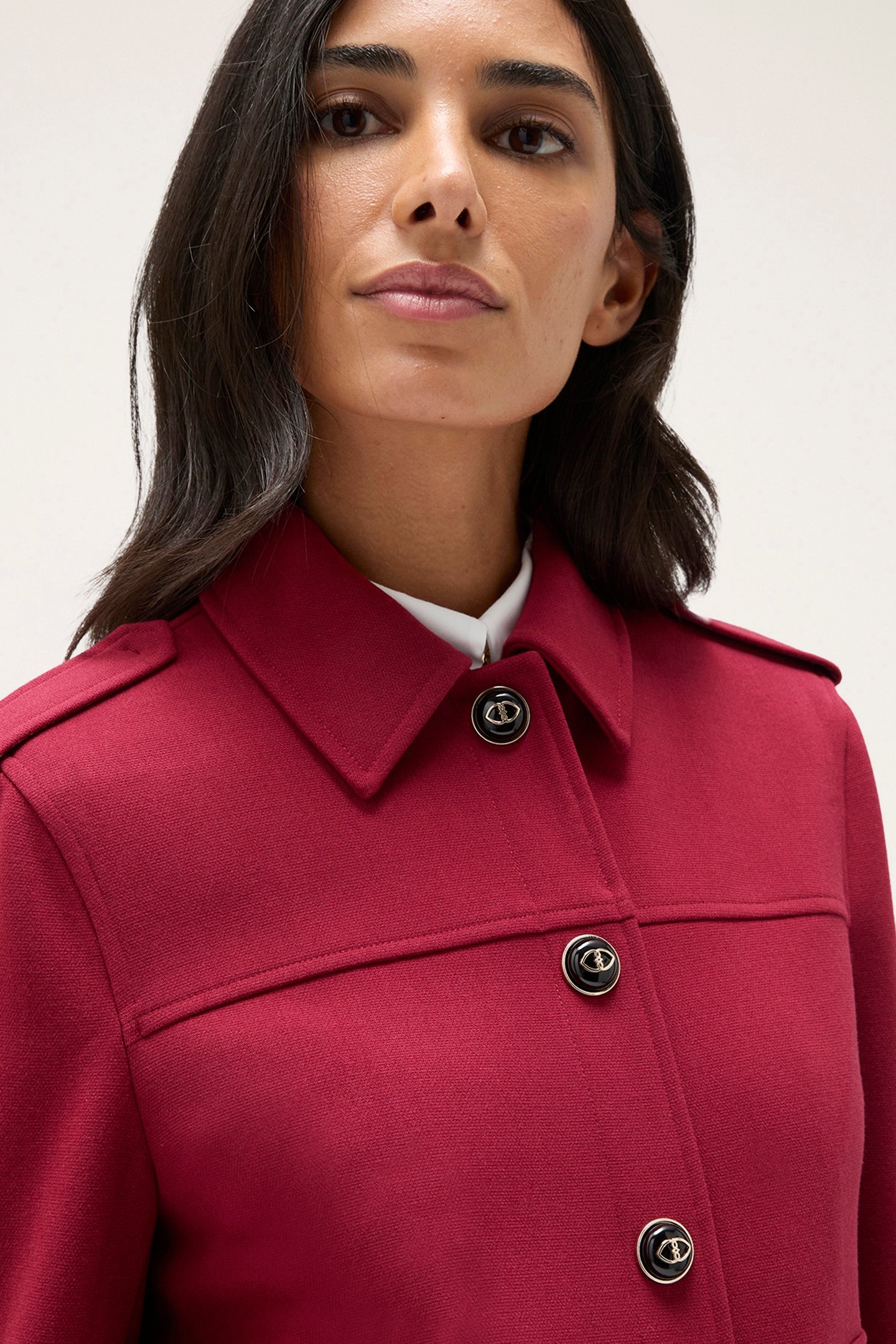 SINGLE-BREASTED JACKET WITH EPAULETTES BORDEAUX 5