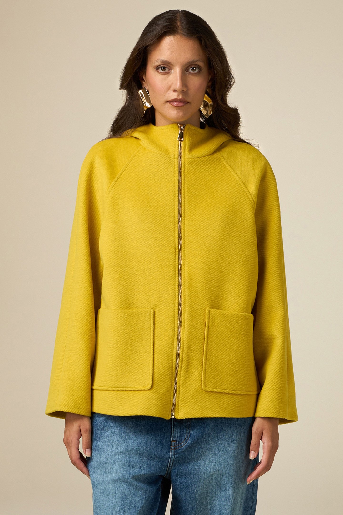 SHORT COAT WITH HOOD YELLOW 1