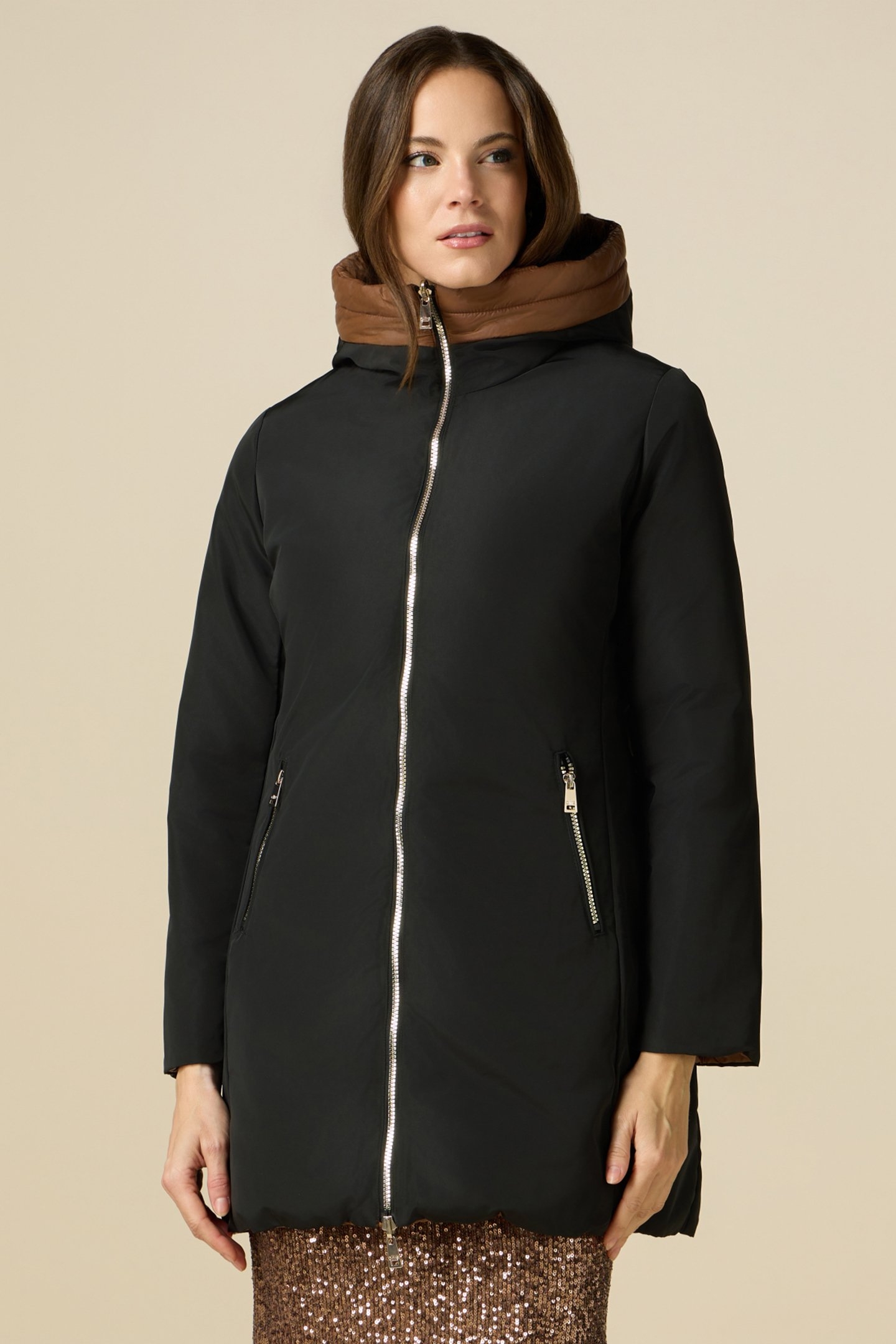 REVERSIBLE PARKA WITH HOOD BROWN 2