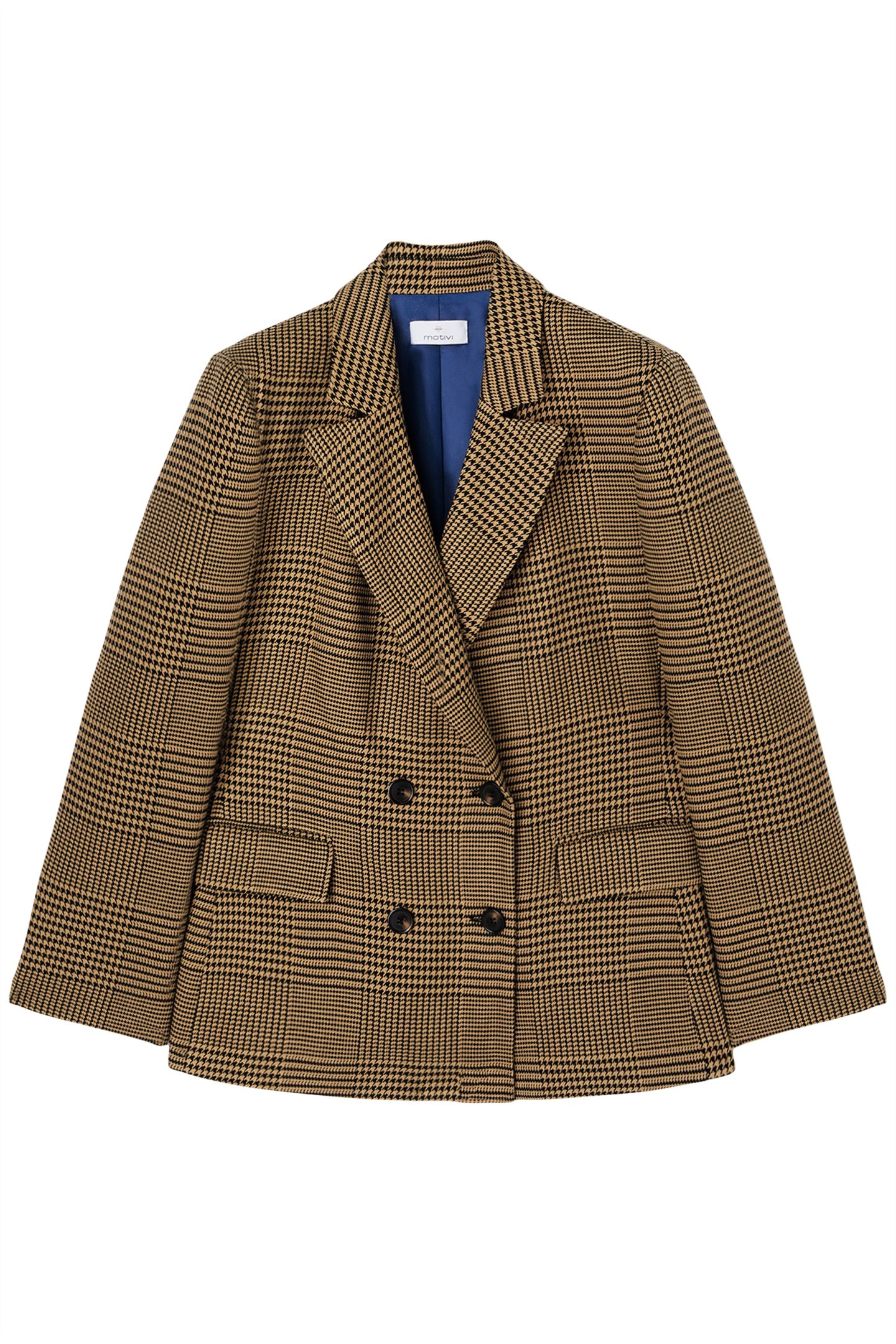 CHEQUERED DOUBLE-BREASTED JACKET BROWN 3