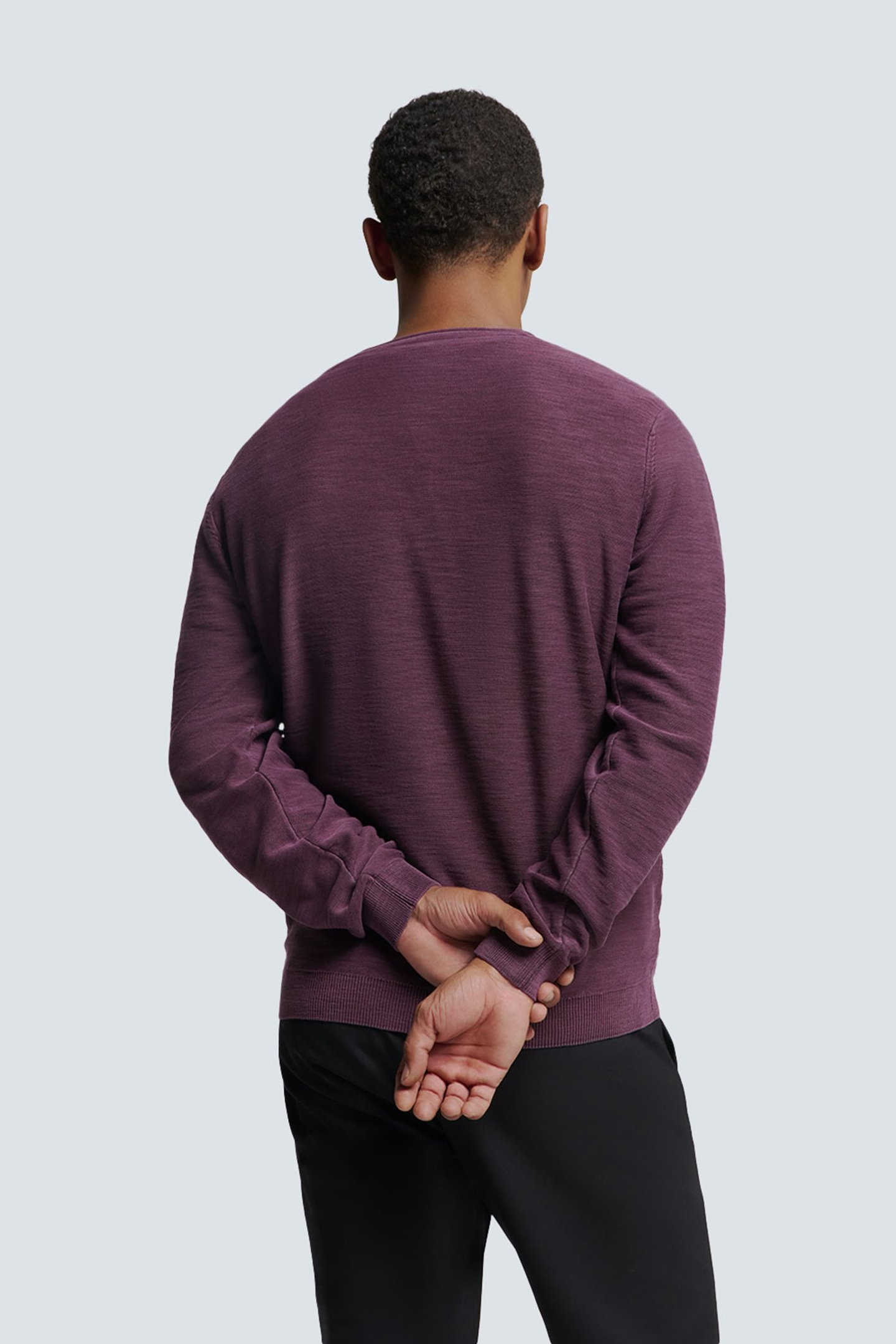 PULLOVER CREWNECK GARMENT DYED + STONE WASHED AUBERGINE 2