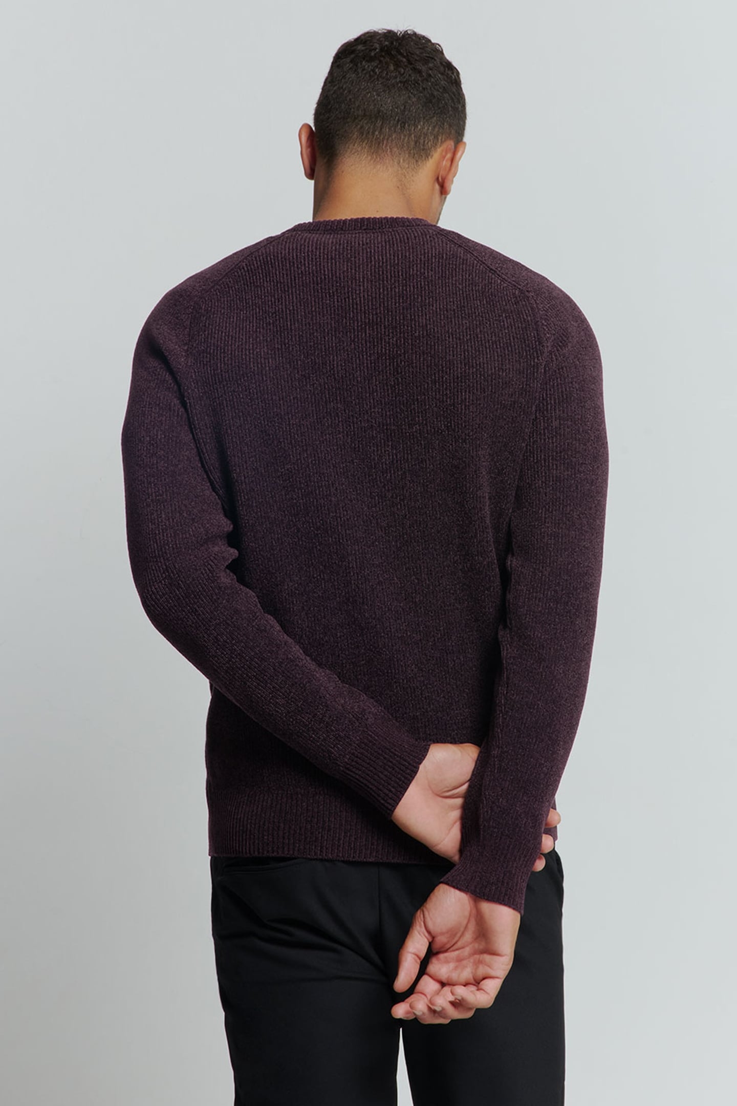 PULLOVER CREWNECK 2 COLOURED CHENILLE AUBERGINE 2