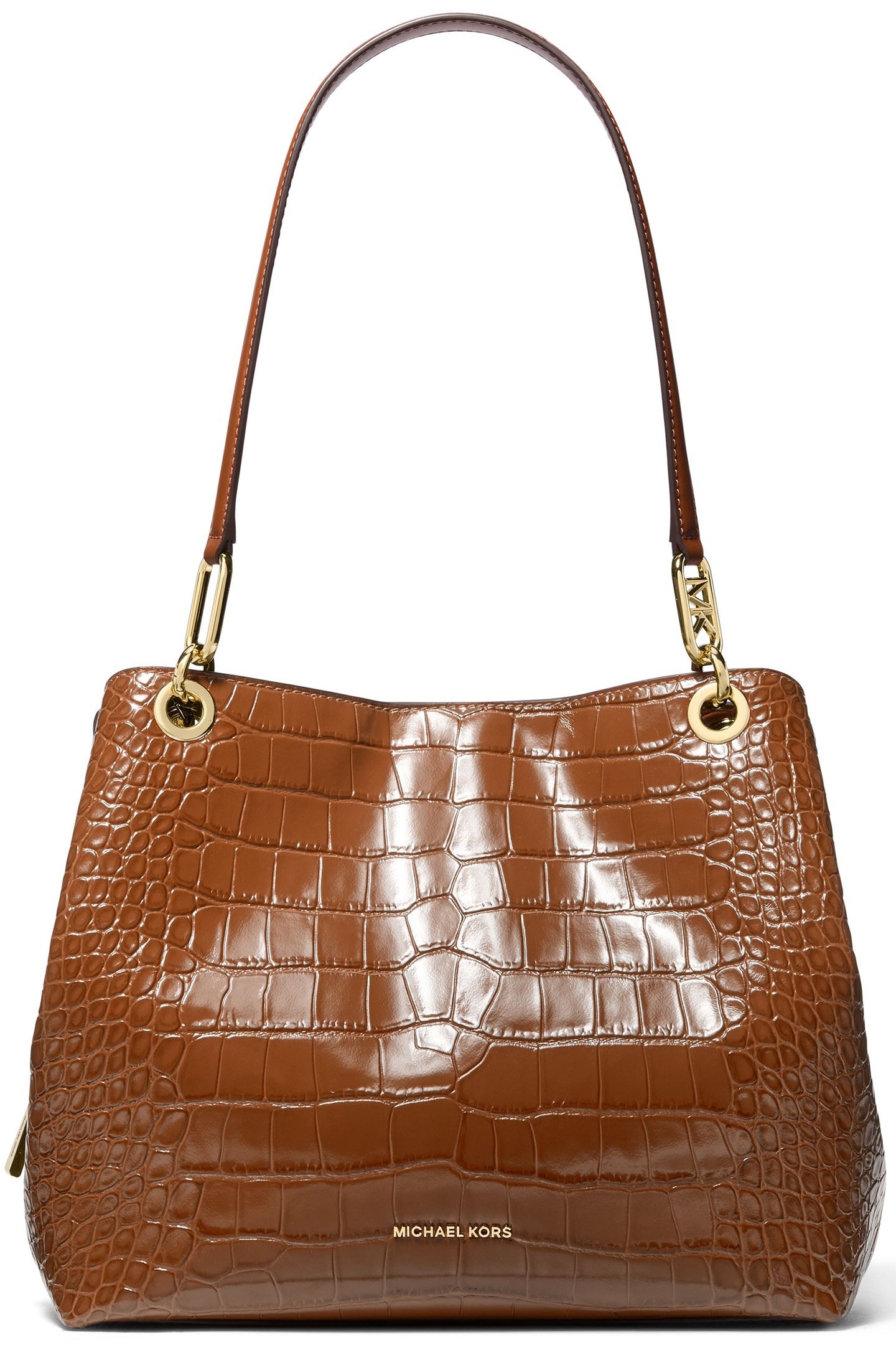LEATHER SHOULDER TOTE BAG IN CHESTNUT 1